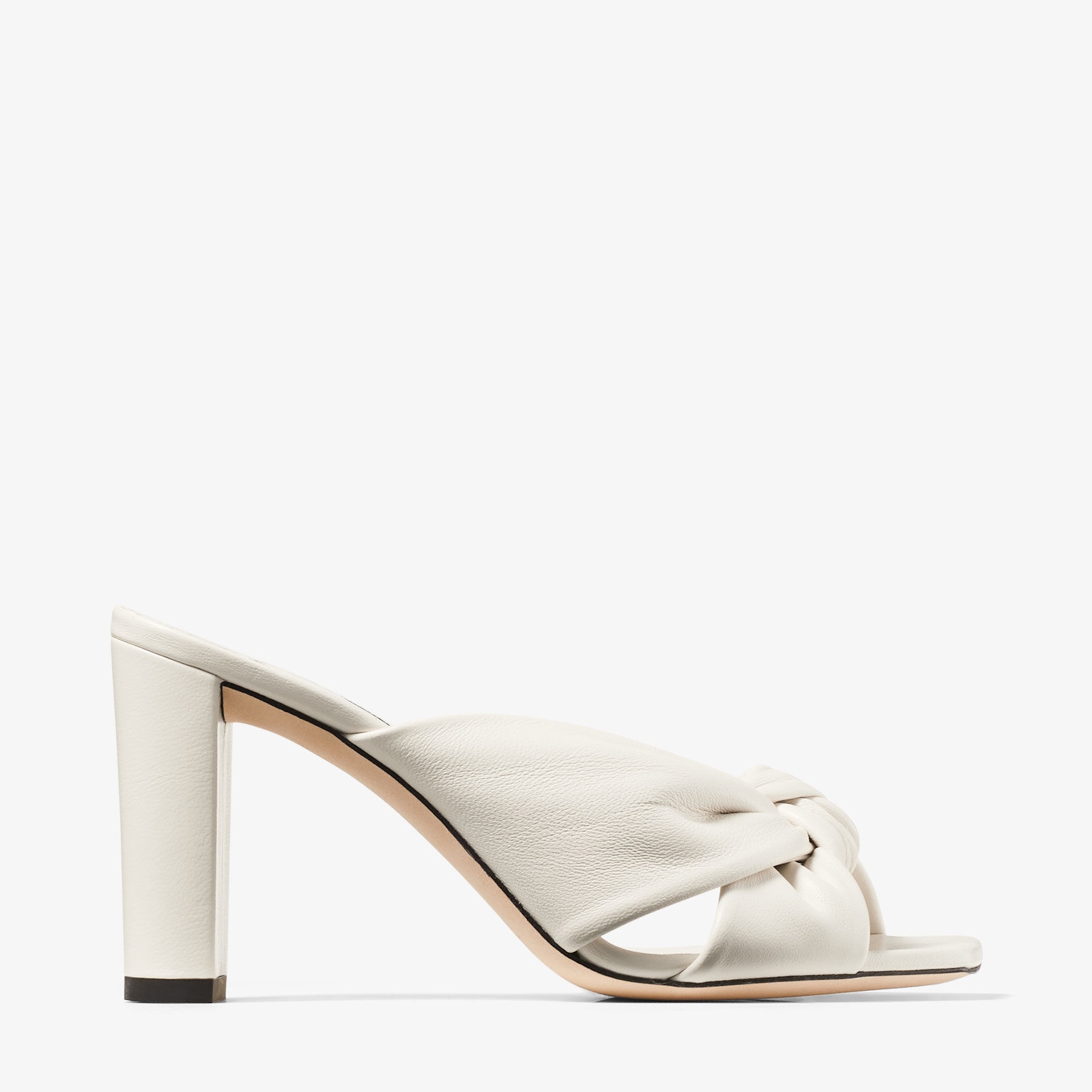JIMMY CHOO Avenue 85 Latte Nappa Leather Mules | REVERSIBLE