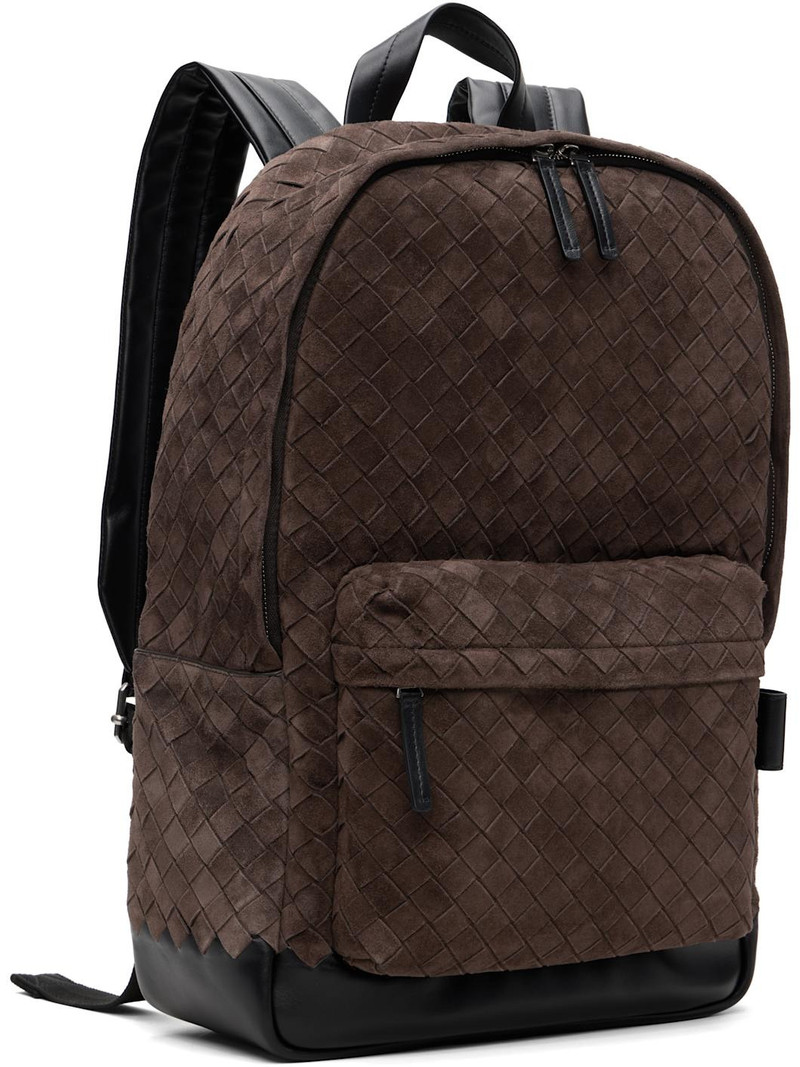 Bottega Veneta Brown & Black Classic Intrecciato Backpack outlook
