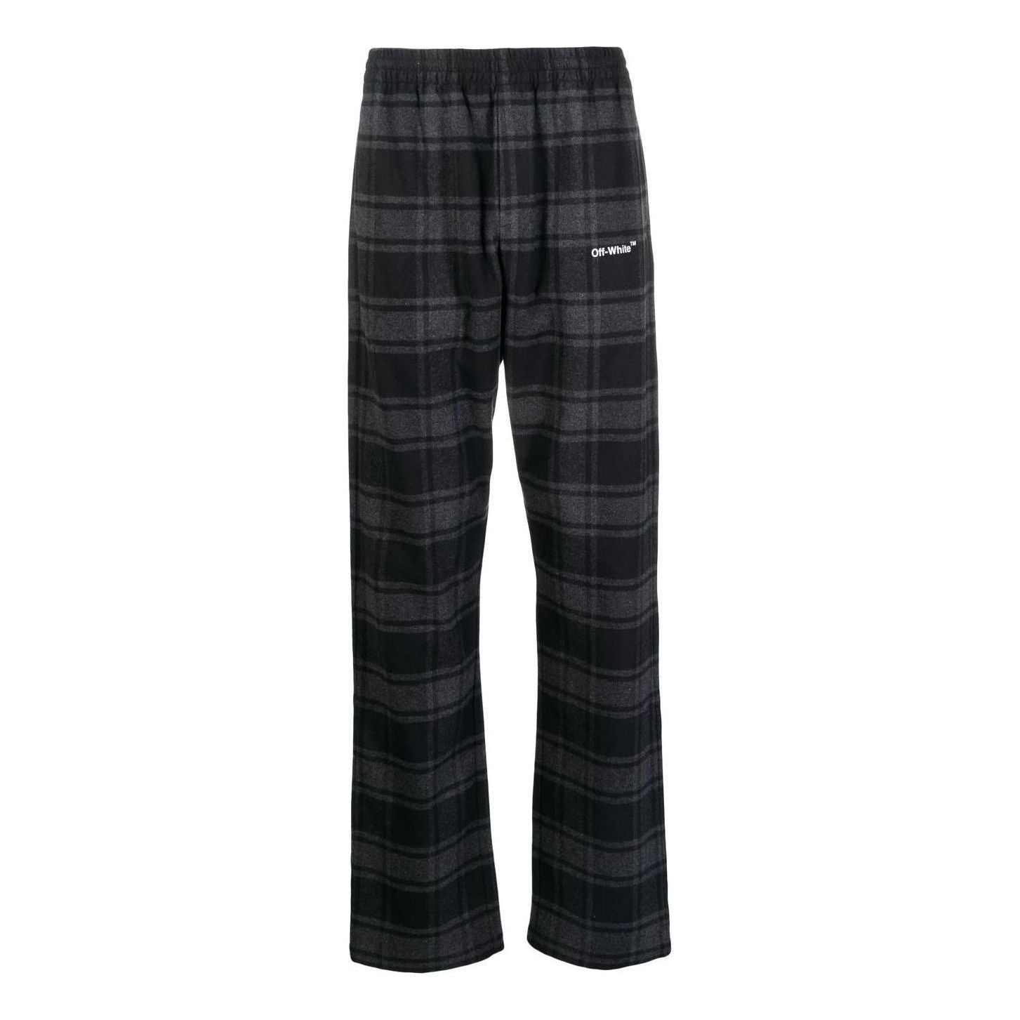 Men's Off-White SS22 Plaid Straight Casual Pants/Trousers Black OMCA228C99FAB0010501LIGHT - 1