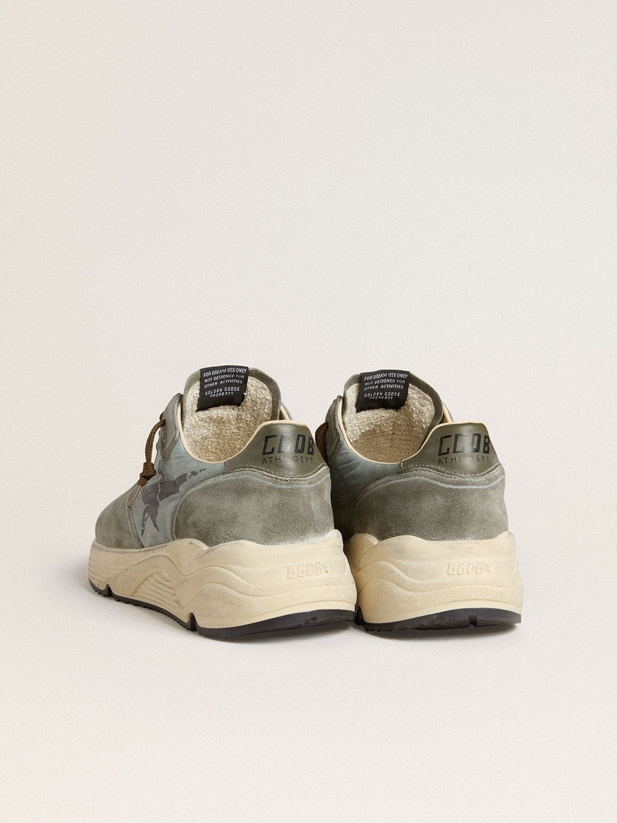 Running Sole in light blue nylon with black star and green leather heel tab - 5