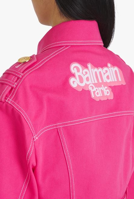 Balmain x Barbie - Pink denim cropped jacket - 9