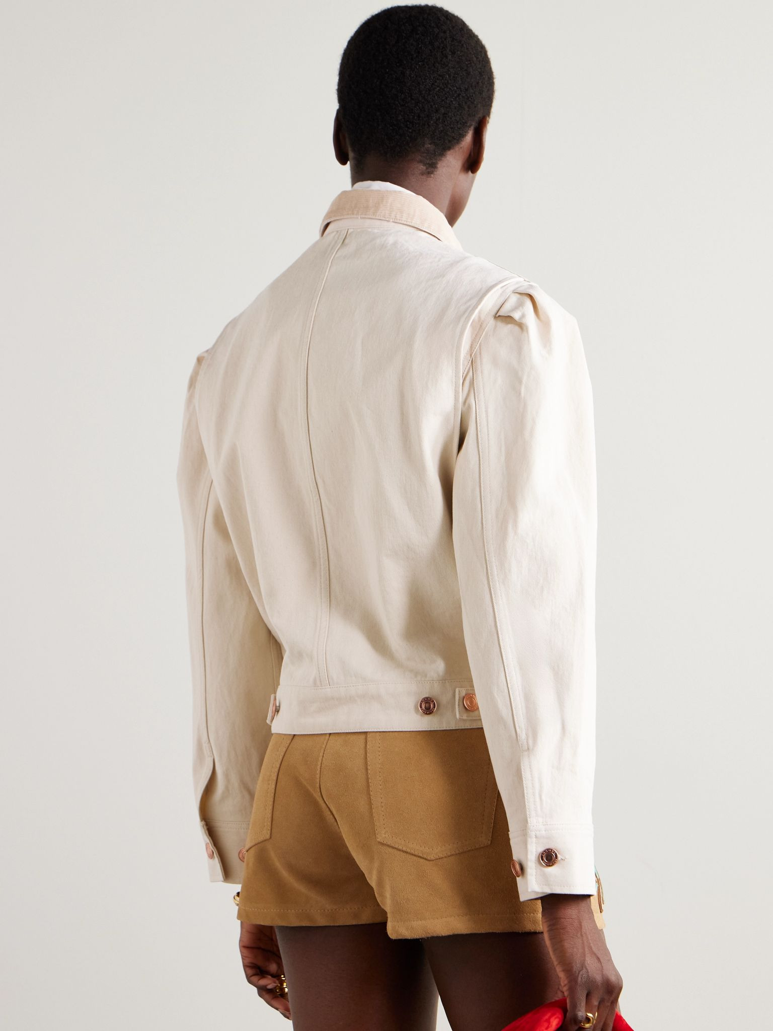 Nolinea corduroy-trimmed cotton-twill jacket Ecru - 4