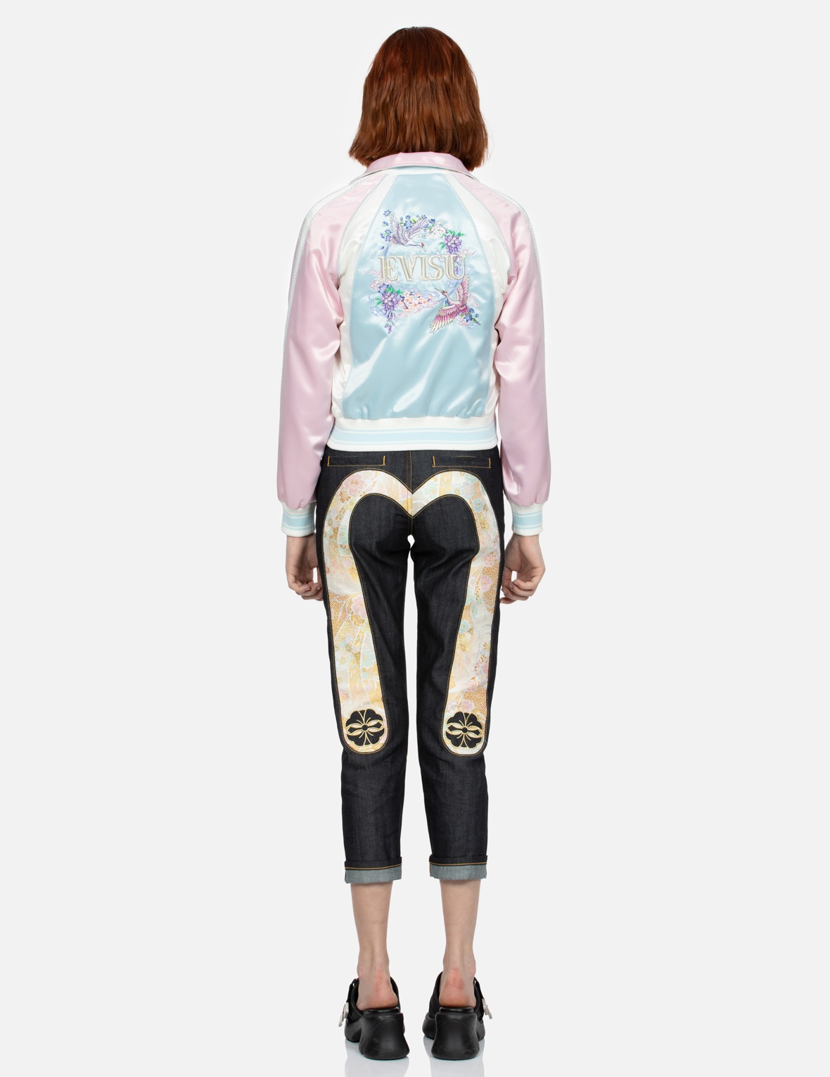 CRANES AND FLORAL EMBROIDERY FASHION FIT SOUVENIR JACKET - 5