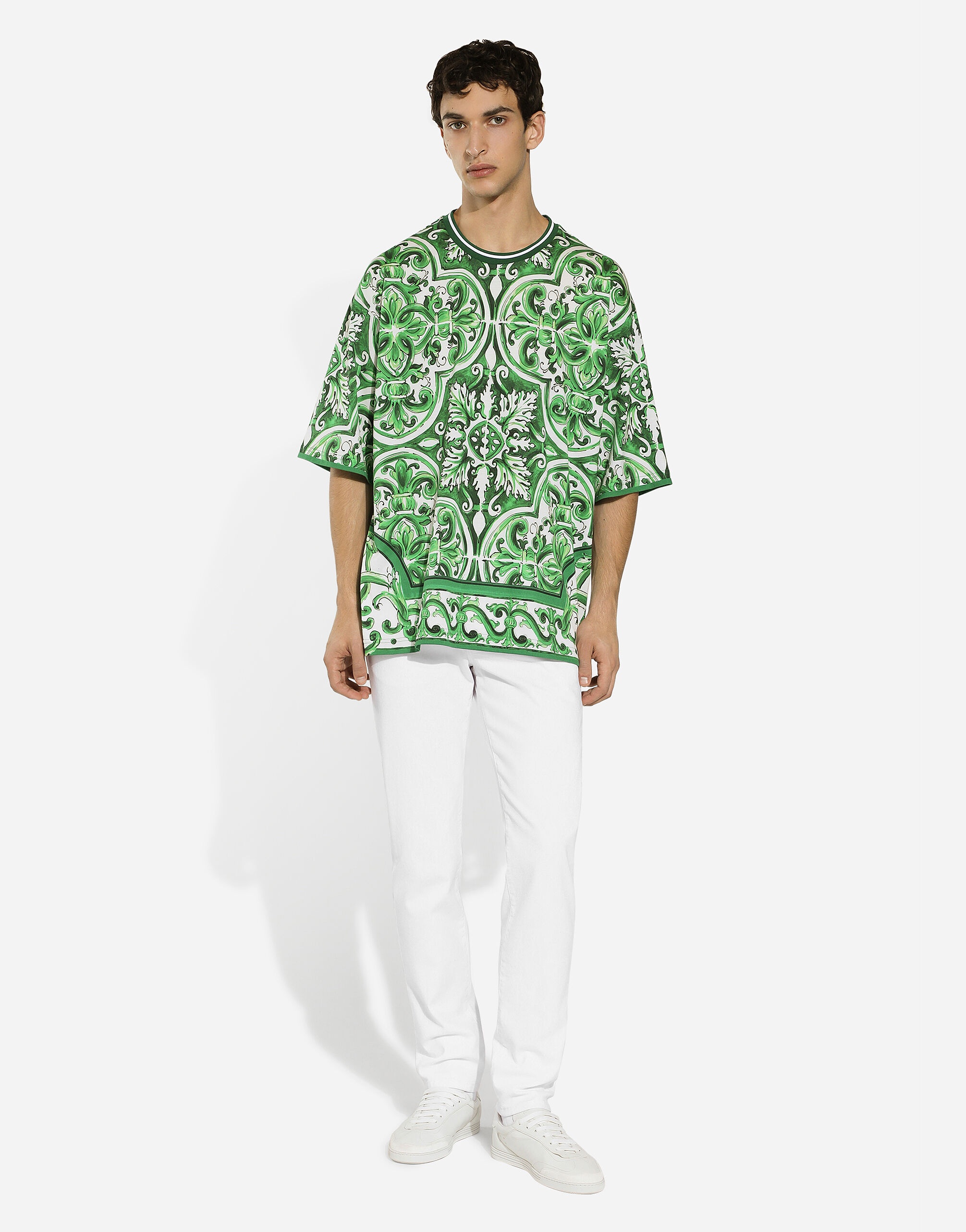 Cotton T-shirt with majolica print - 2