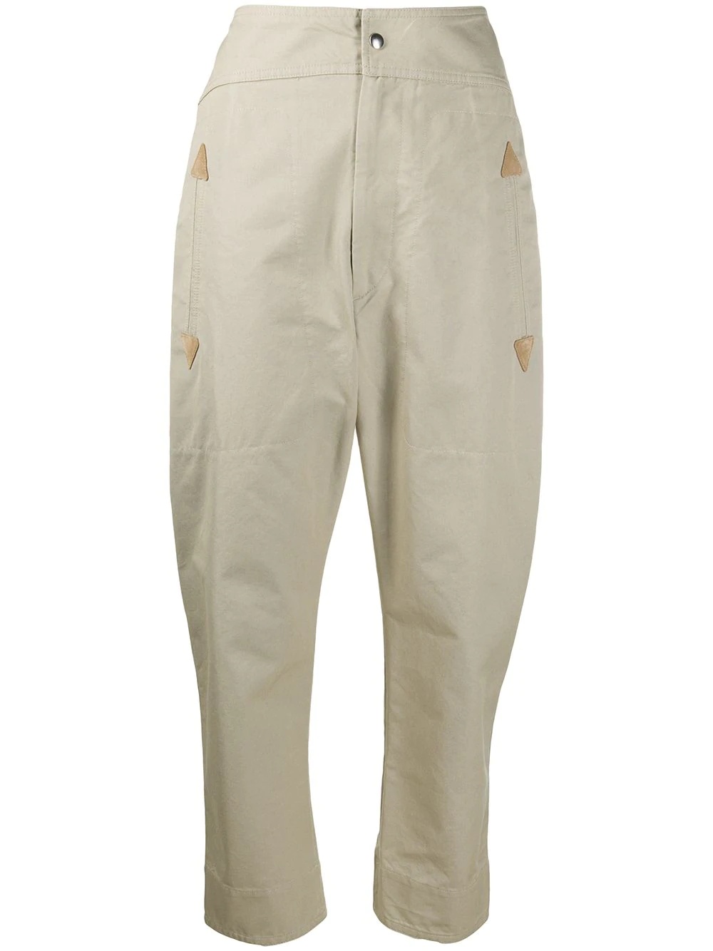 cropped tapered-leg cotton trousers - 1