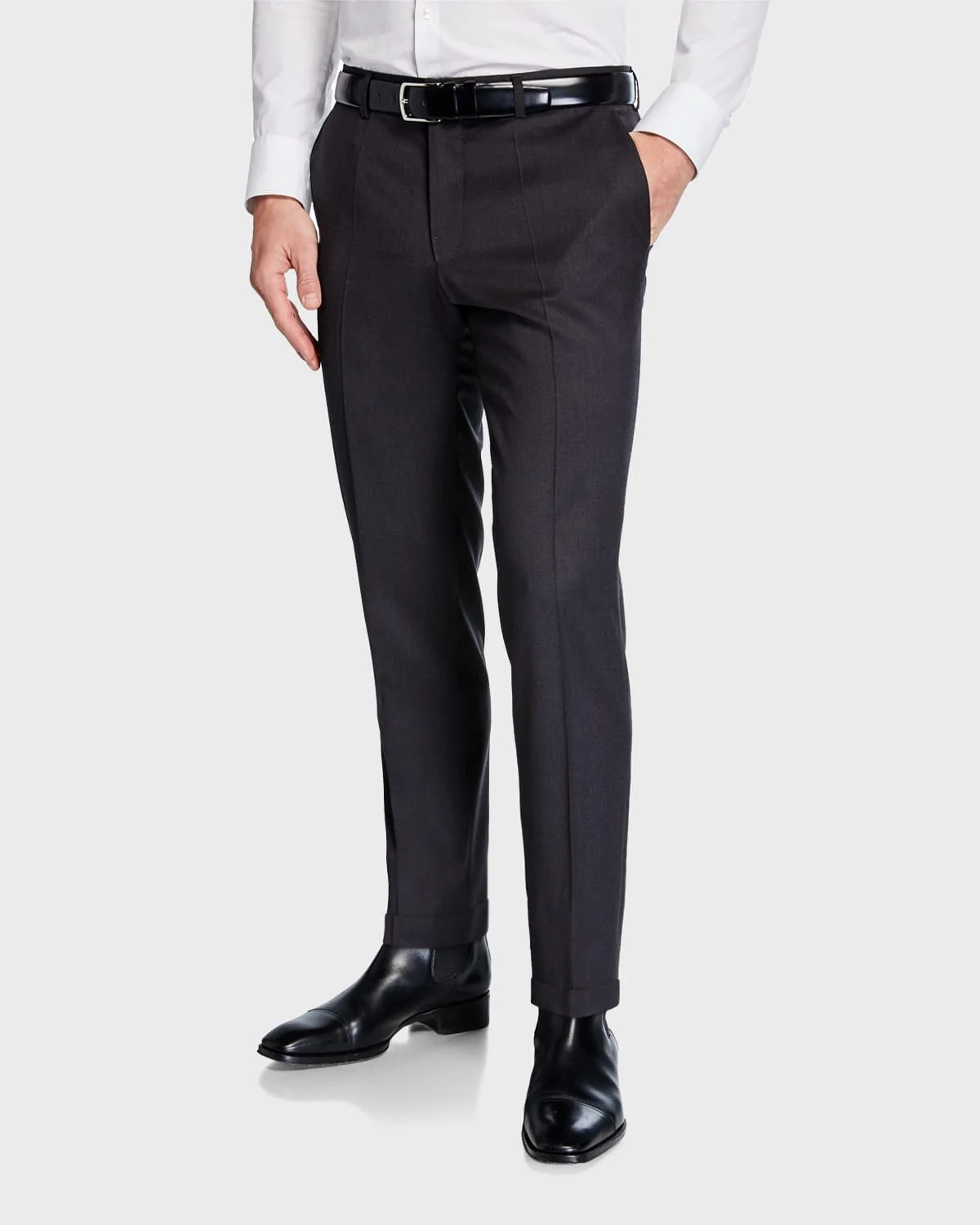 Men's Genesis Slim-Fit Wool Trousers, Medium Gray - 1