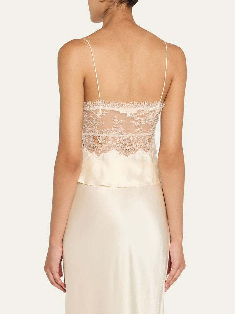 LoveShackFancy Belfast Silk-Blend Lace-Trim Top outlook