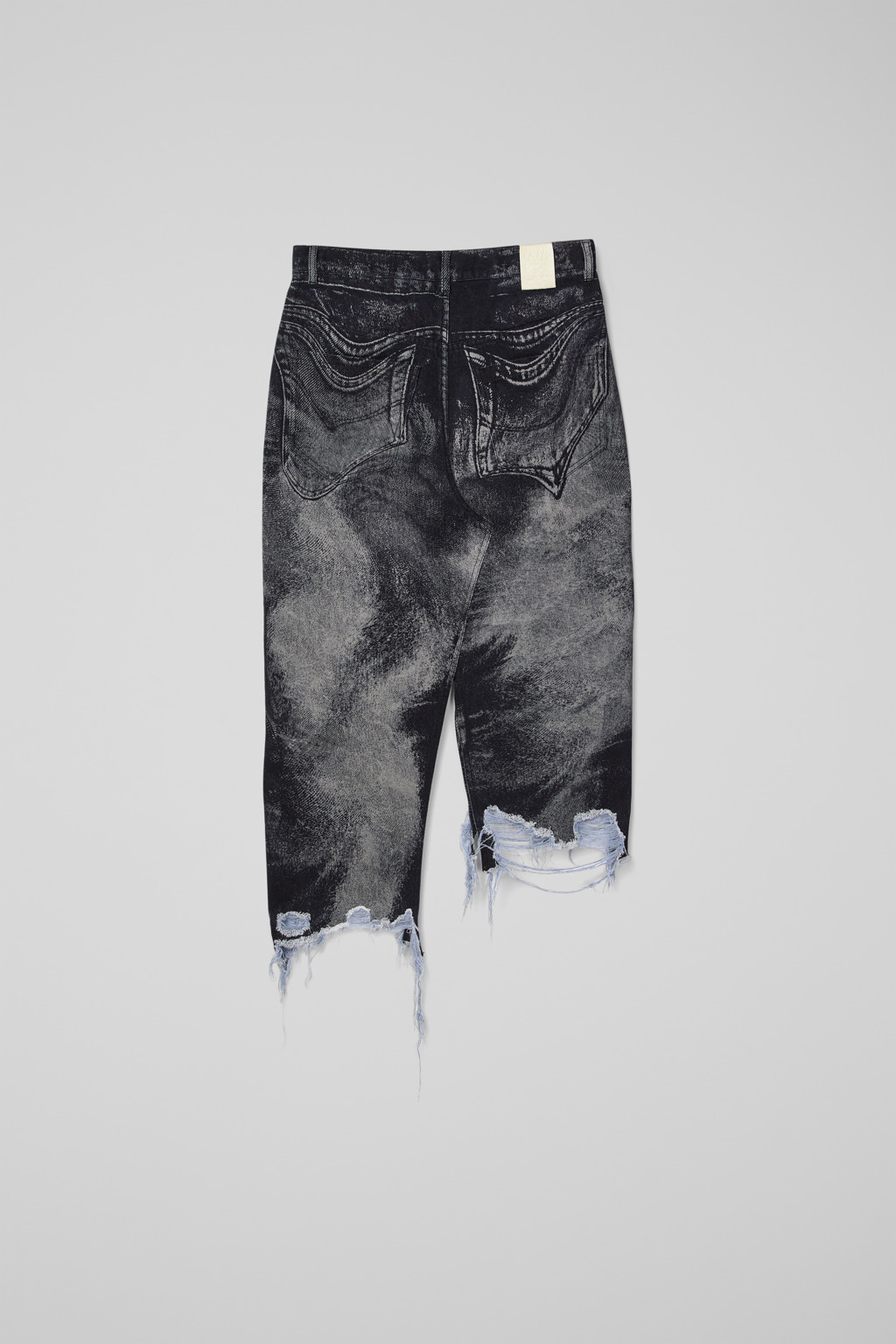 Black-gray asymmetric denim skirt - 3