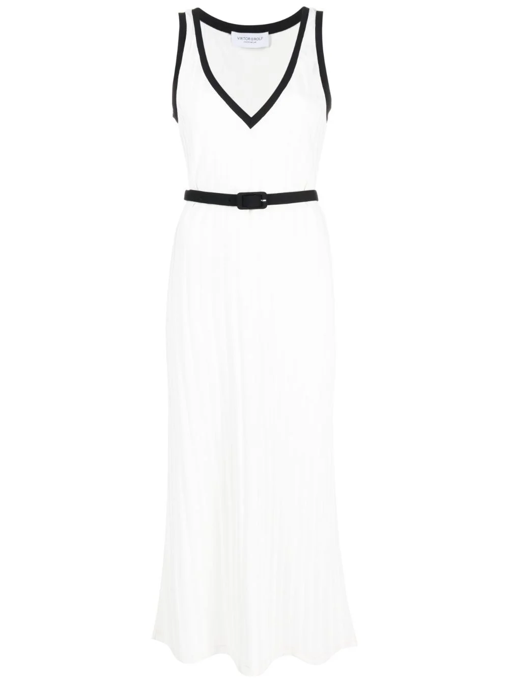 contrasting-trim ribbed-knit dress - 1