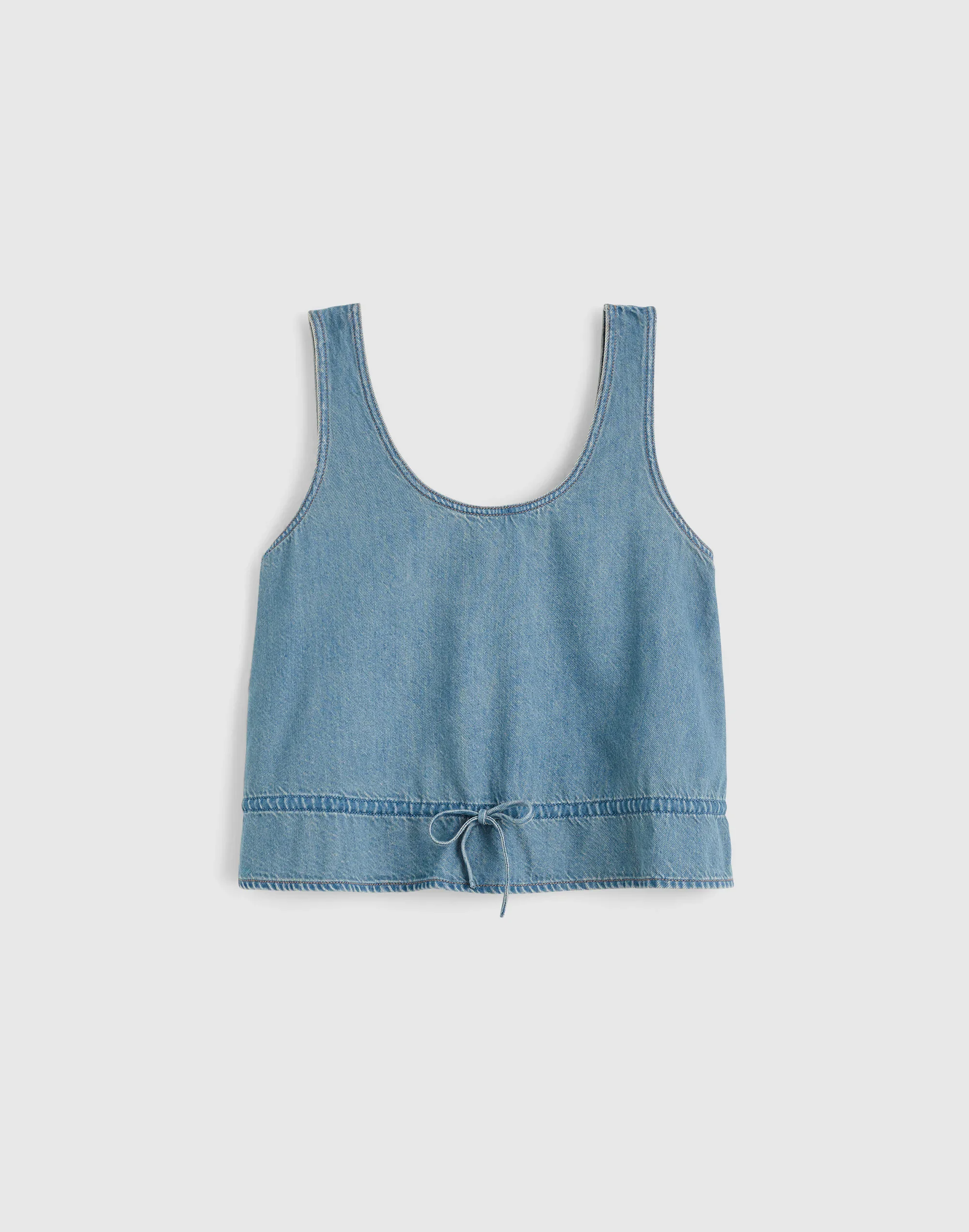 Airy Denim Scoopneck Peplum Top - 1
