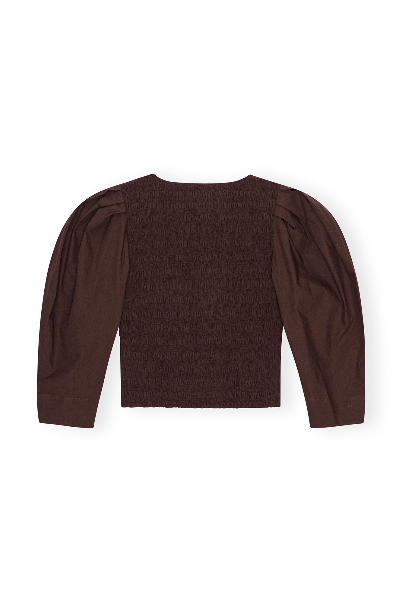 BROWN COTTON POPLIN SMOCK BLOUSE - 4