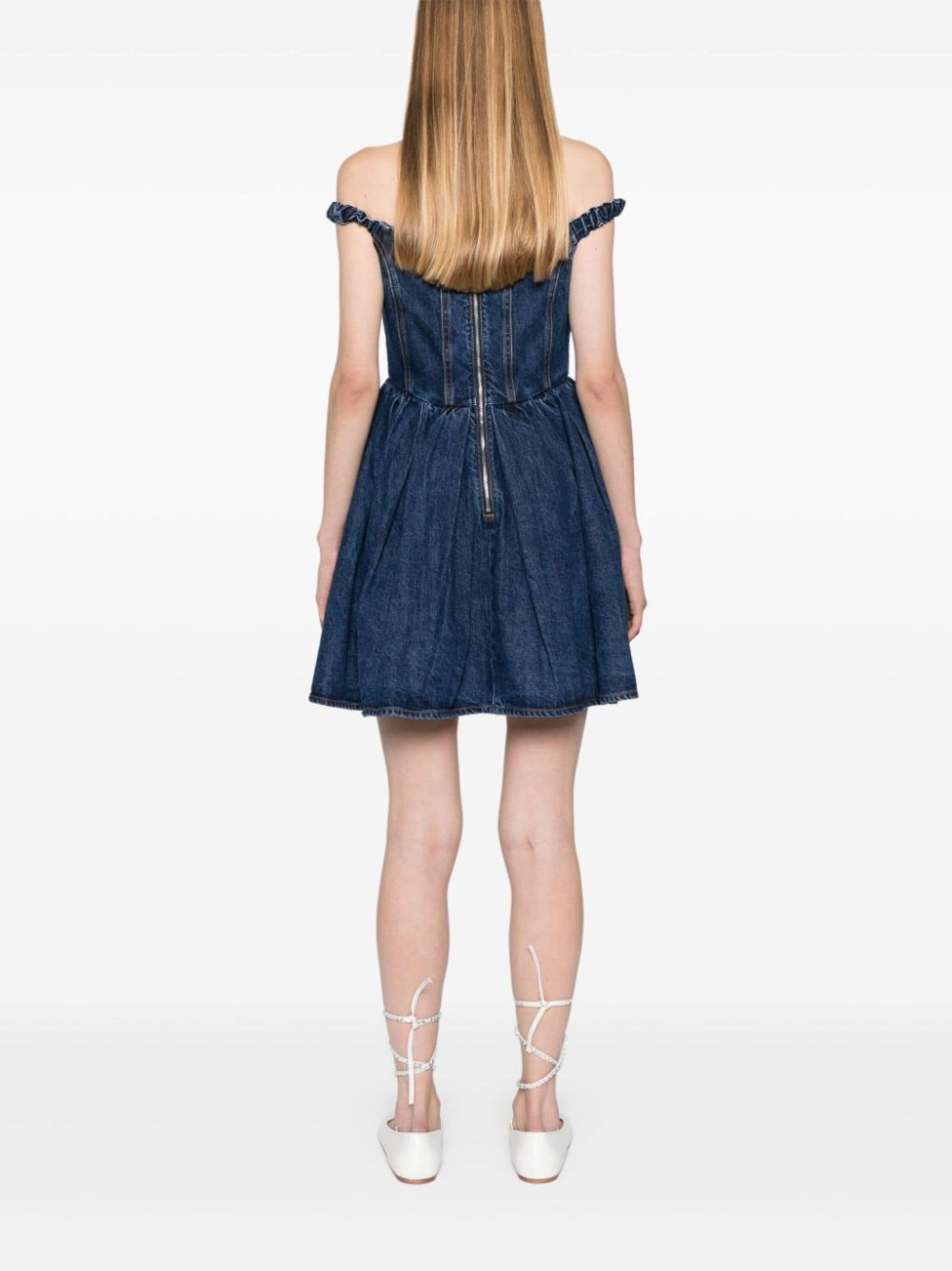 gem-embellished denim mini dress - 4