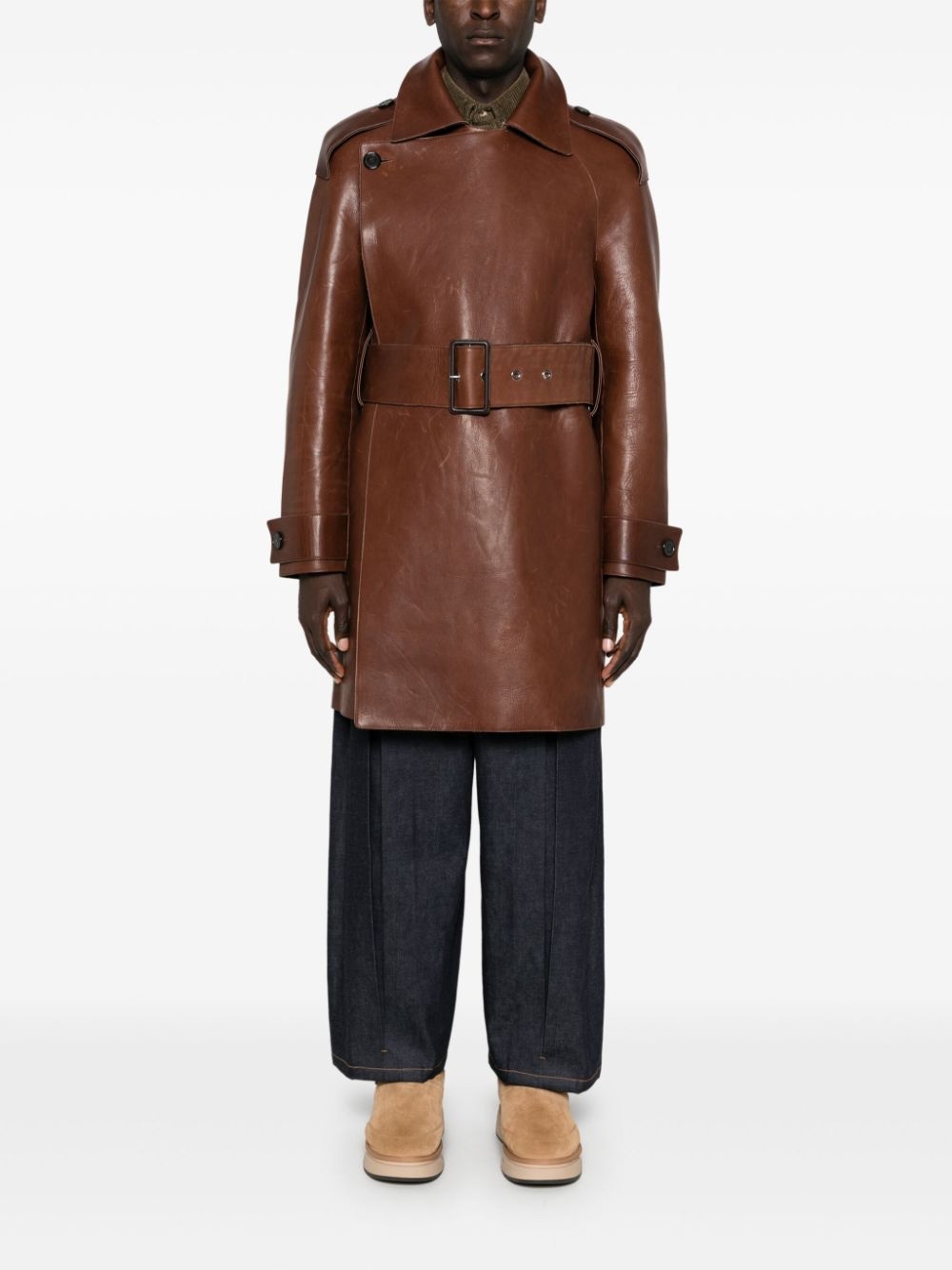 leather trench coat - 2