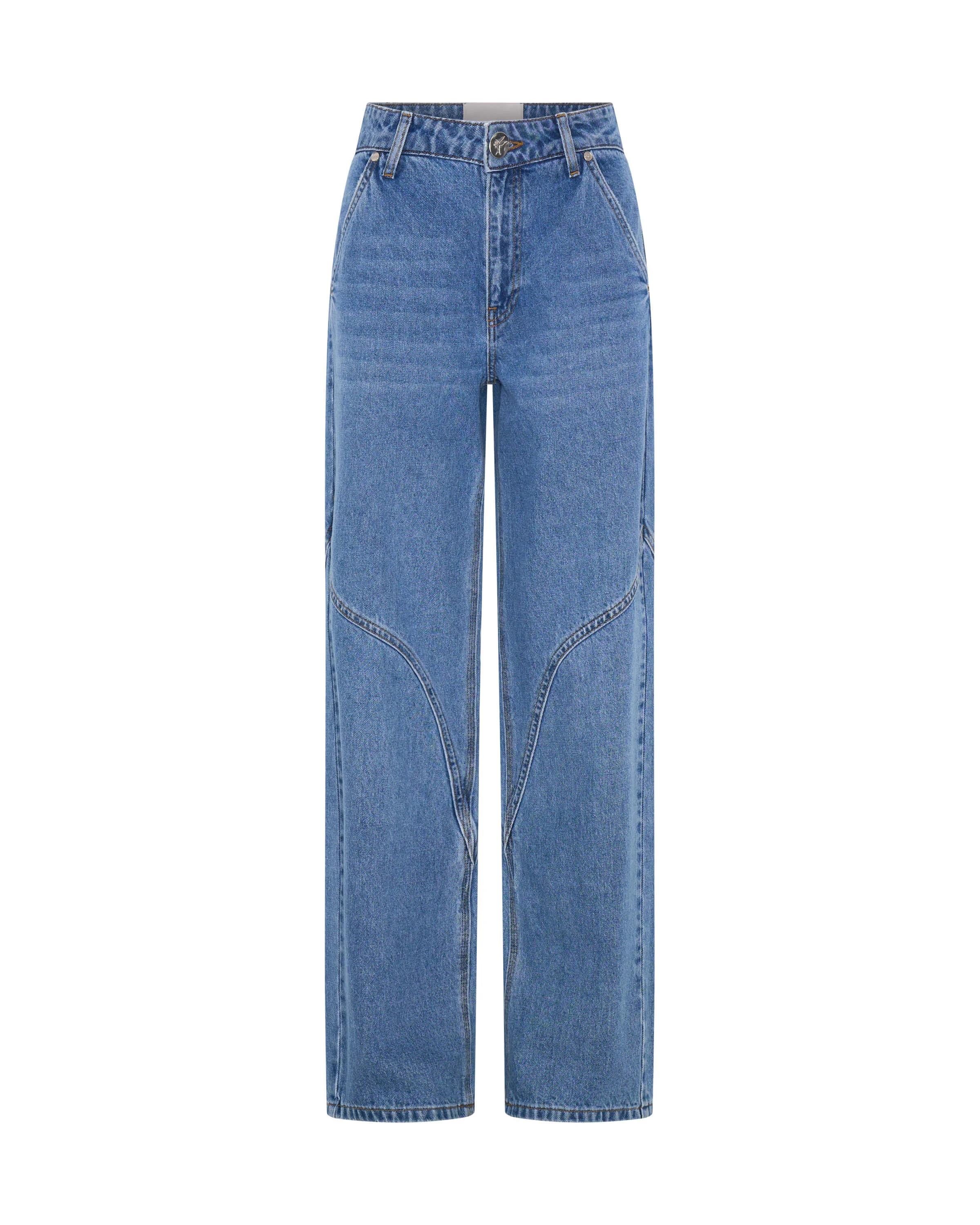 Western Wonders Mid Waist Straight Leg Denim Jeans - Blue Estate - 1