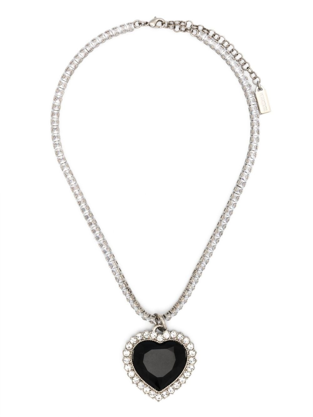 heart-pendant crystal-embellished necklace - 3