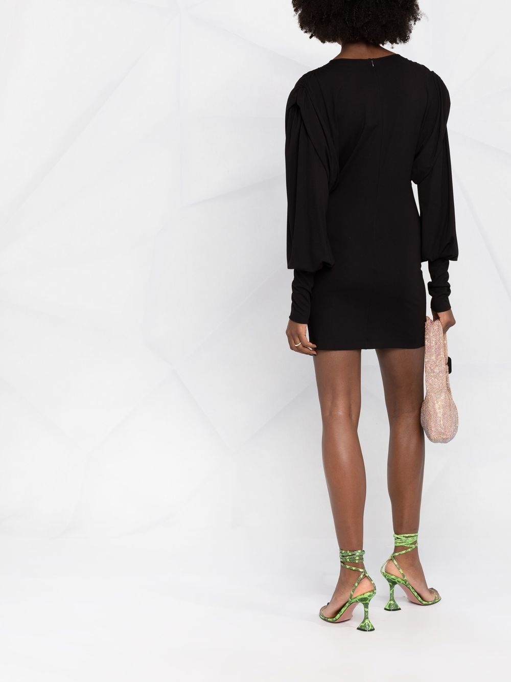gathered-sleeve detail dress - 4