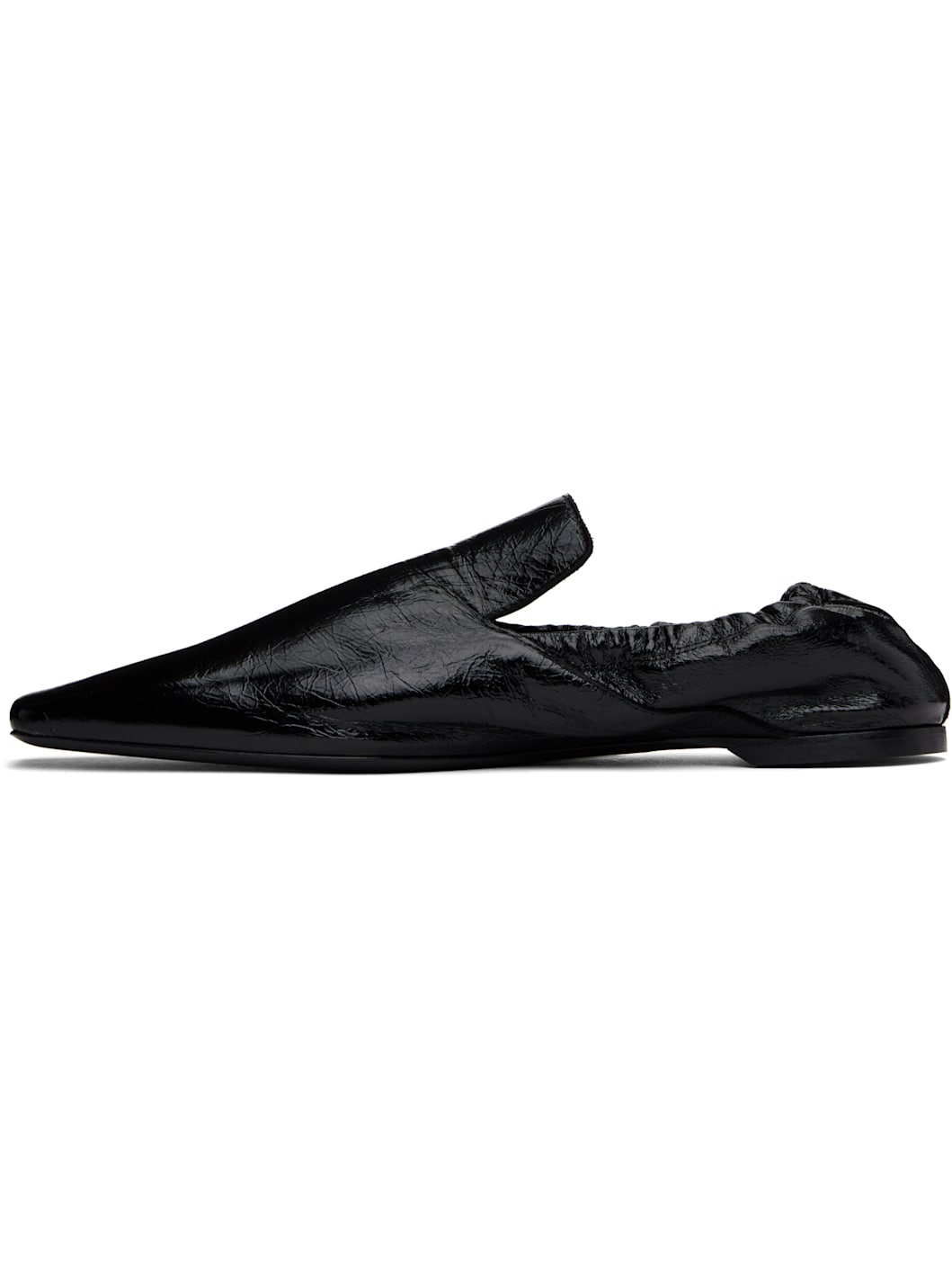Black Elastic-Back Leather Loafers - 3