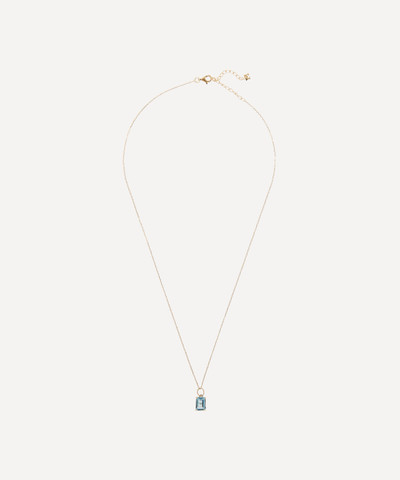 MATEO 14ct Gold Emerald Cut Blue Topaz Pendant Necklace outlook