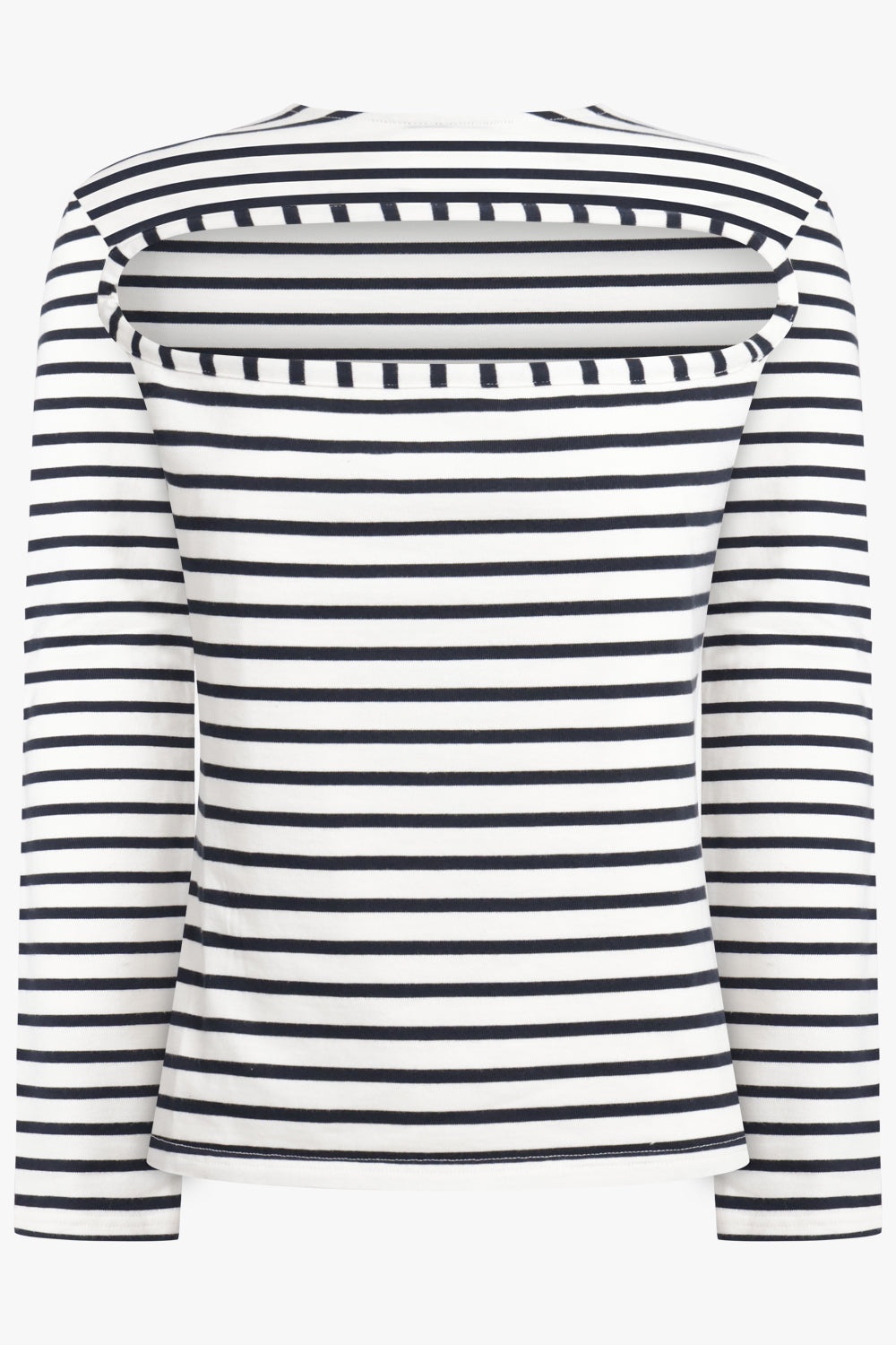 STRIPE CUTOUT FRONT L/S TOP | NAVY/WHITE - 1