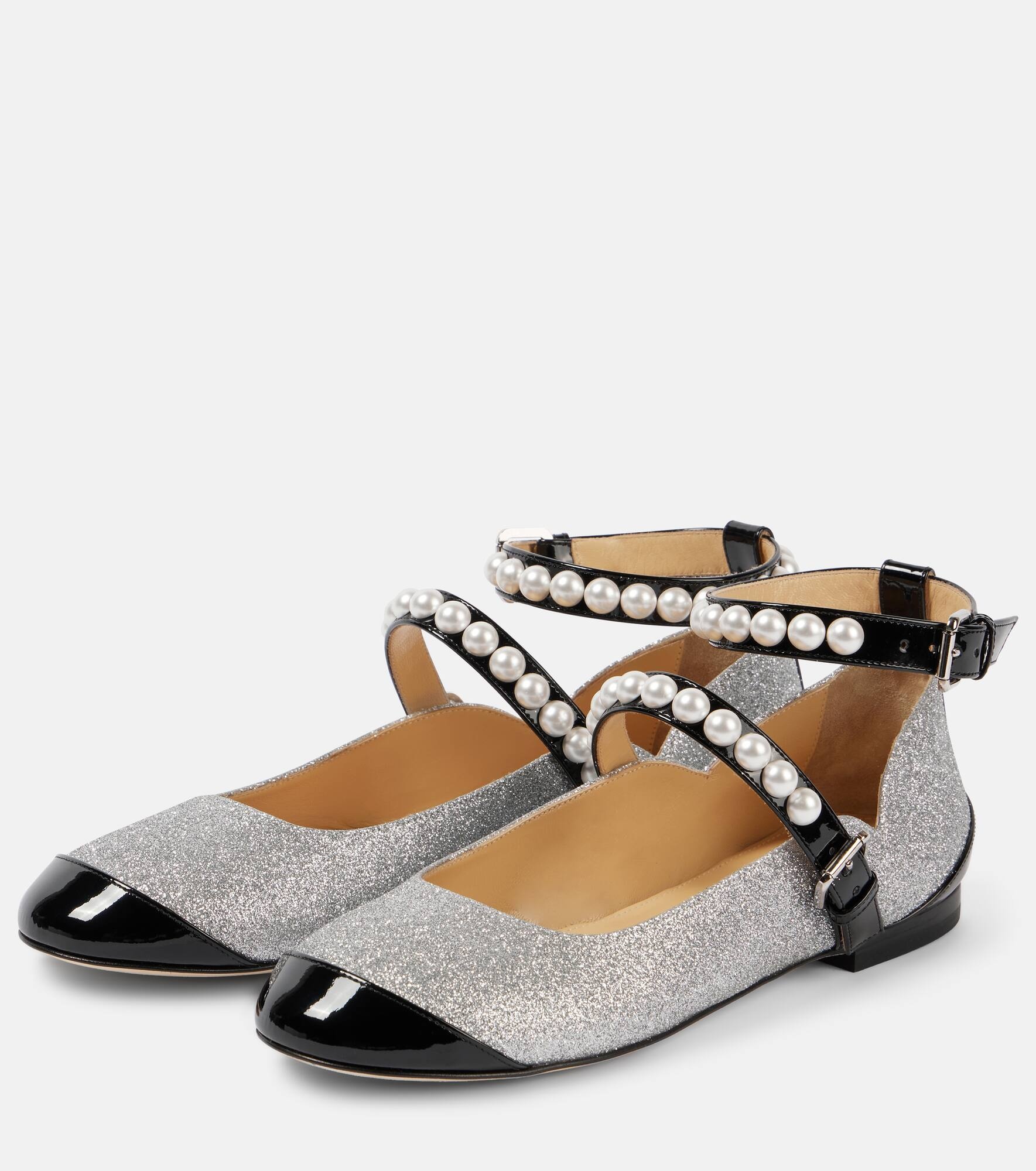 Embellished glitter Mary Jane flats - 5