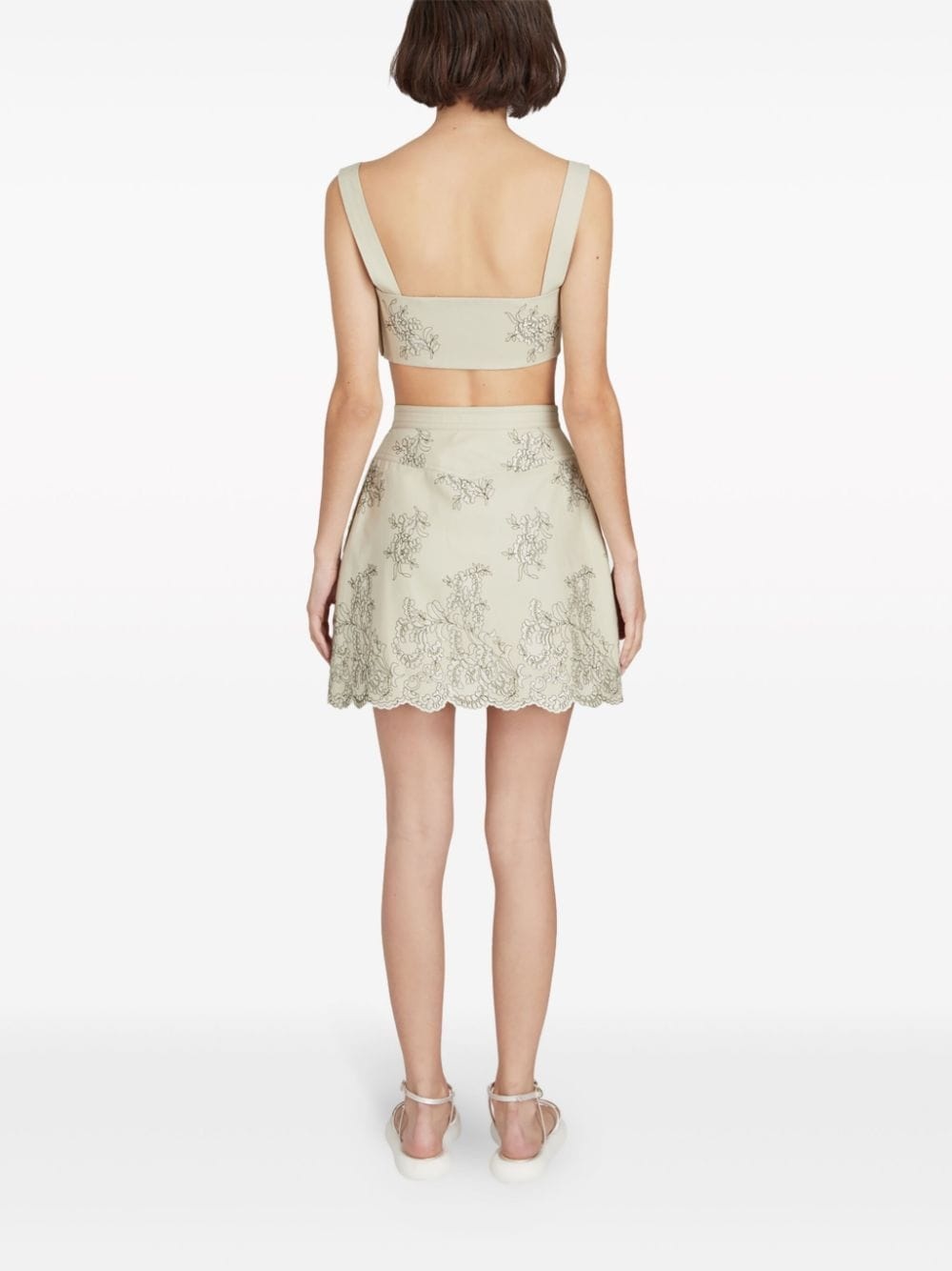 floral-jacquard cropped top - 4