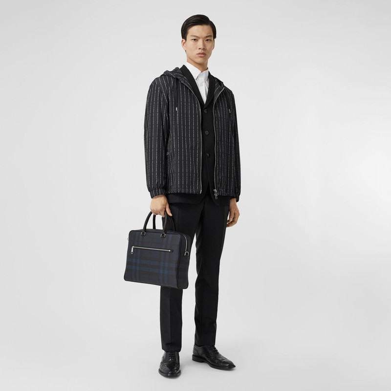 London Check and Leather Briefcase 6
