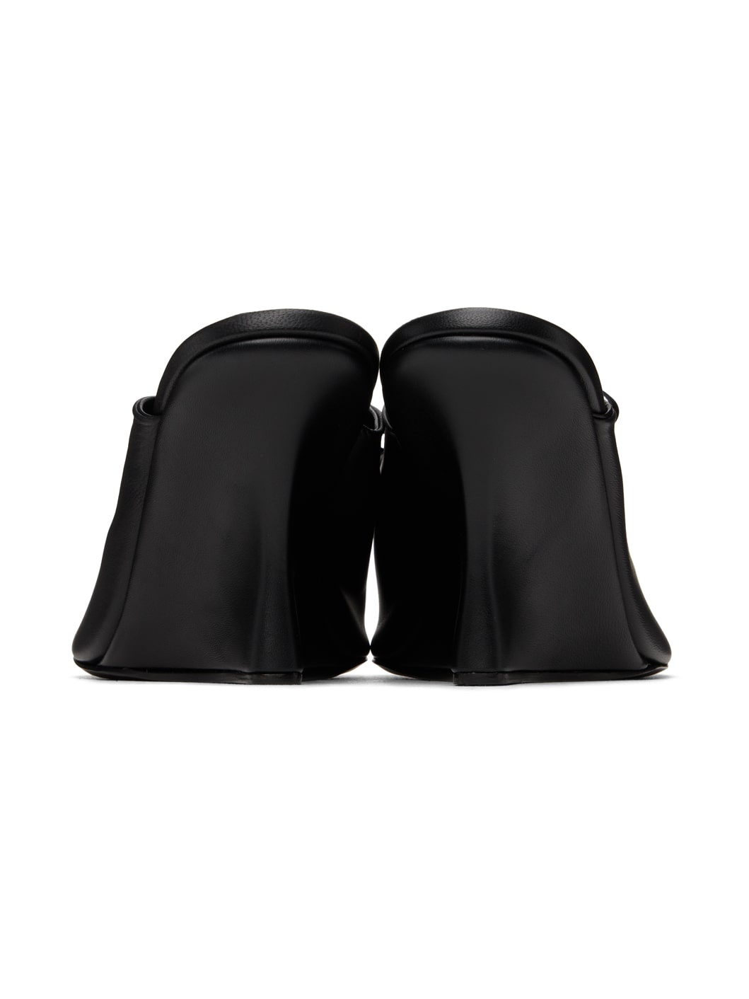 Black Bow Heeled Slipper Mules - 2
