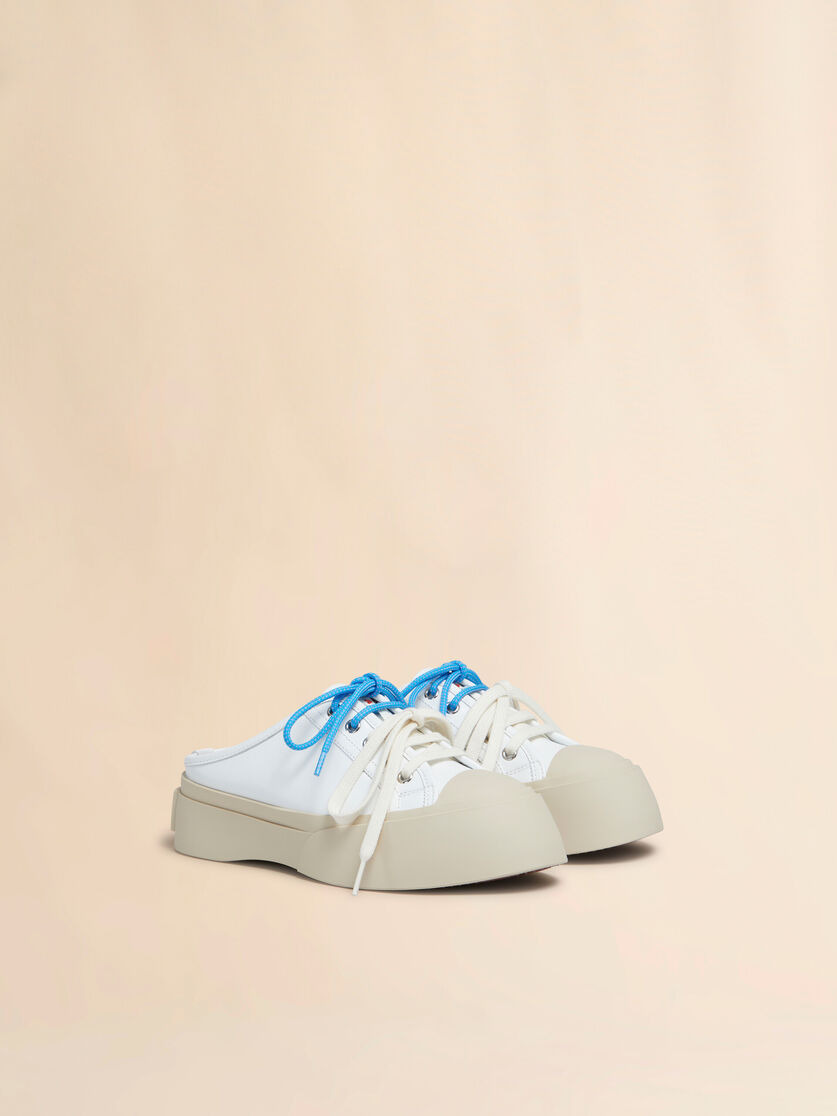 WHITE LEATHER PABLO LACE-UP SABOT - 2