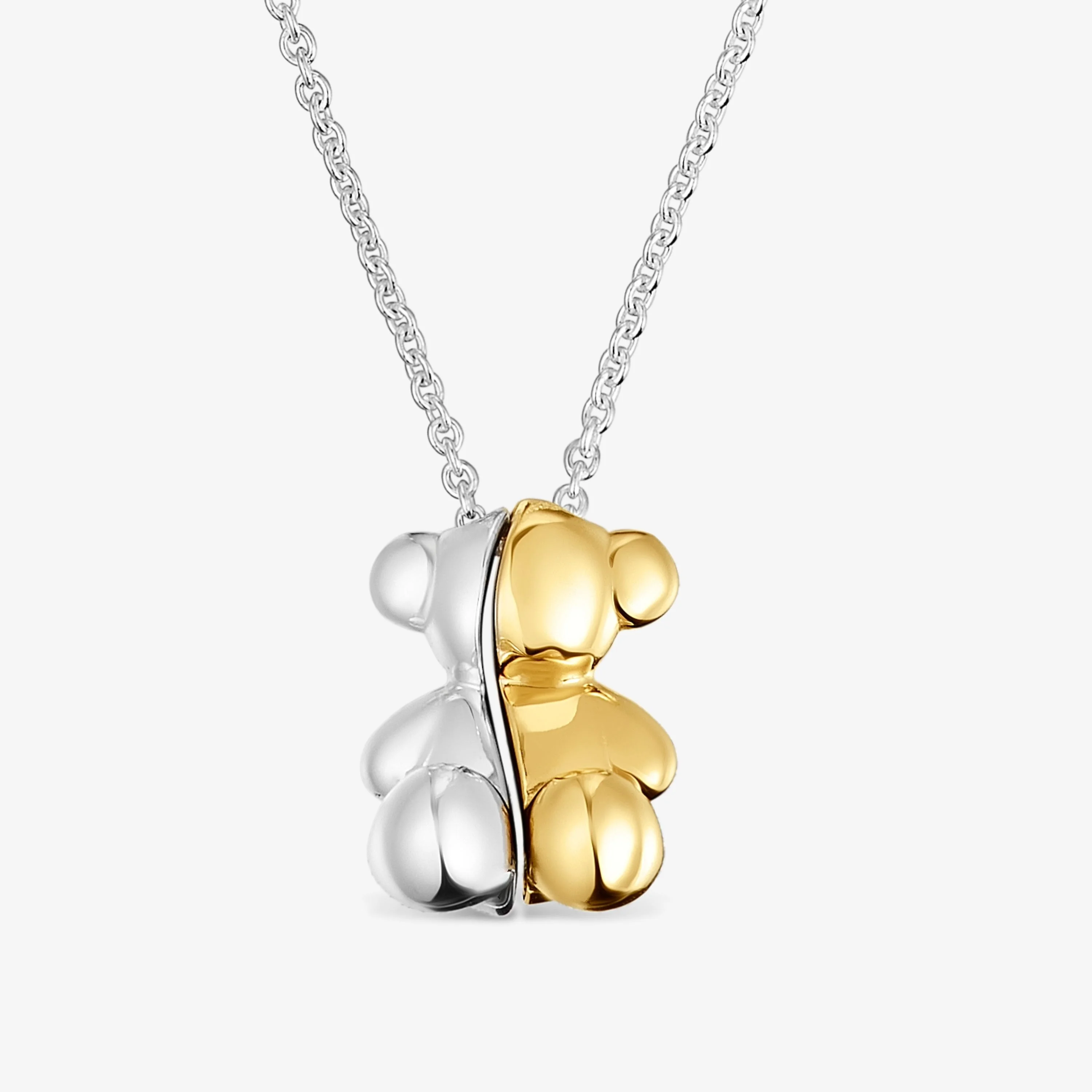 Short two-tone bear Double necklace My Other Half - 1