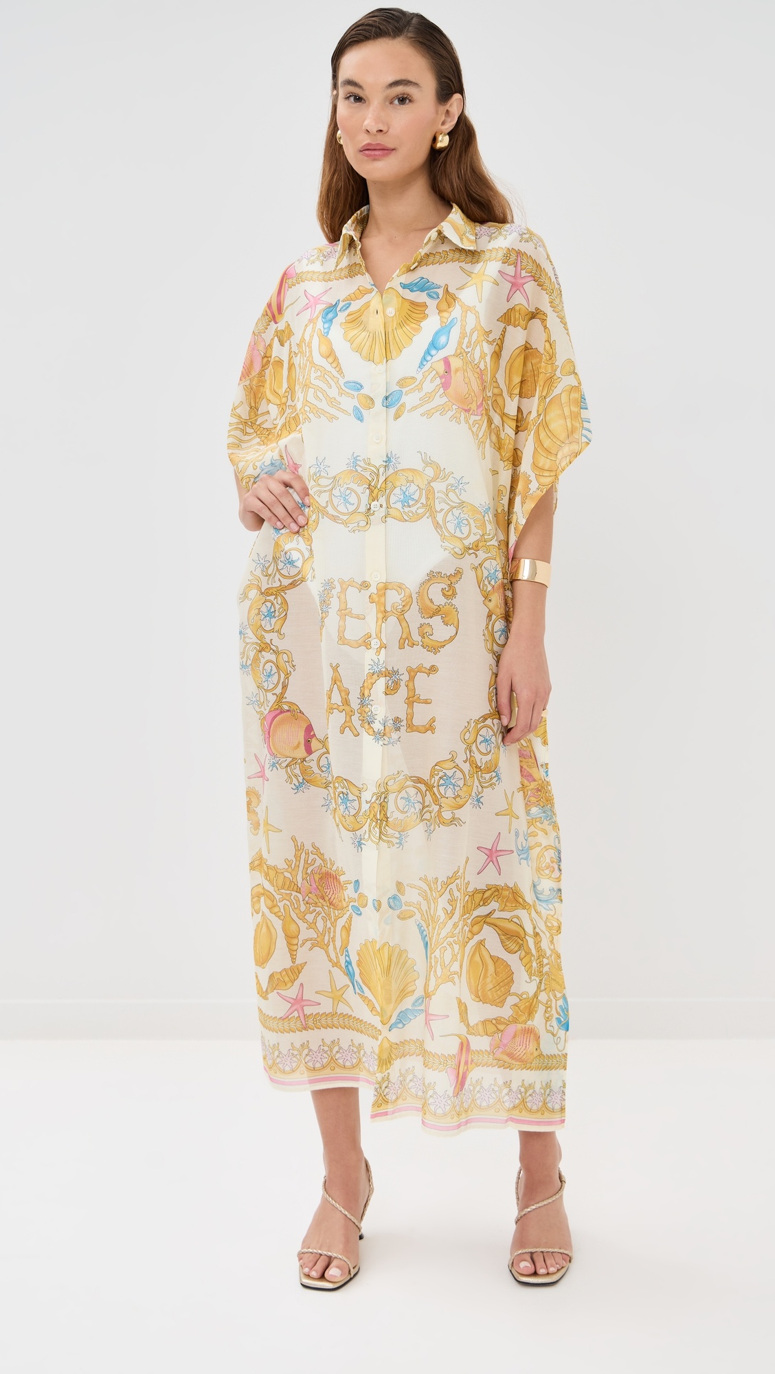 Underwater Barocco Print Swim Cover Up Dress - 6