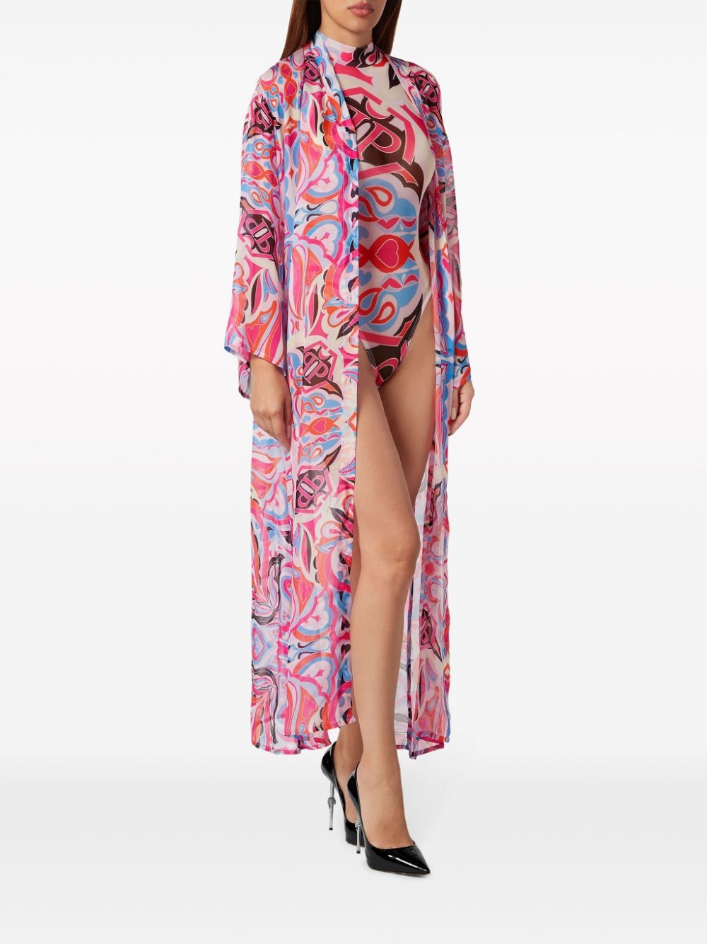 kaleidoscopic-print silk kaftan - 2