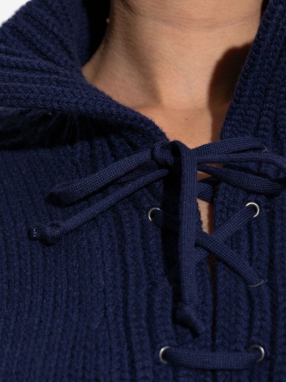 lace-up embroidered sweater - 5