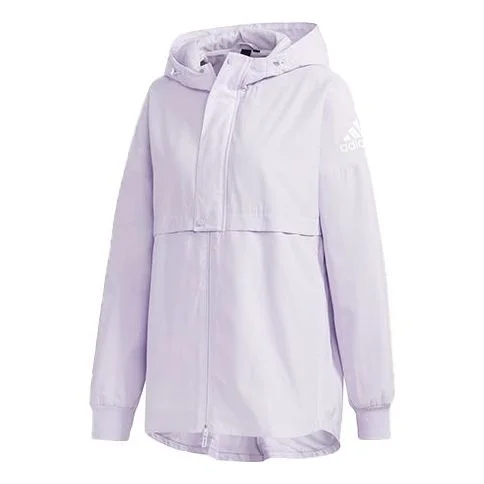 (WMNS) adidas Wb Logo Printing Hooded Jacket Purple FM9258 - 1