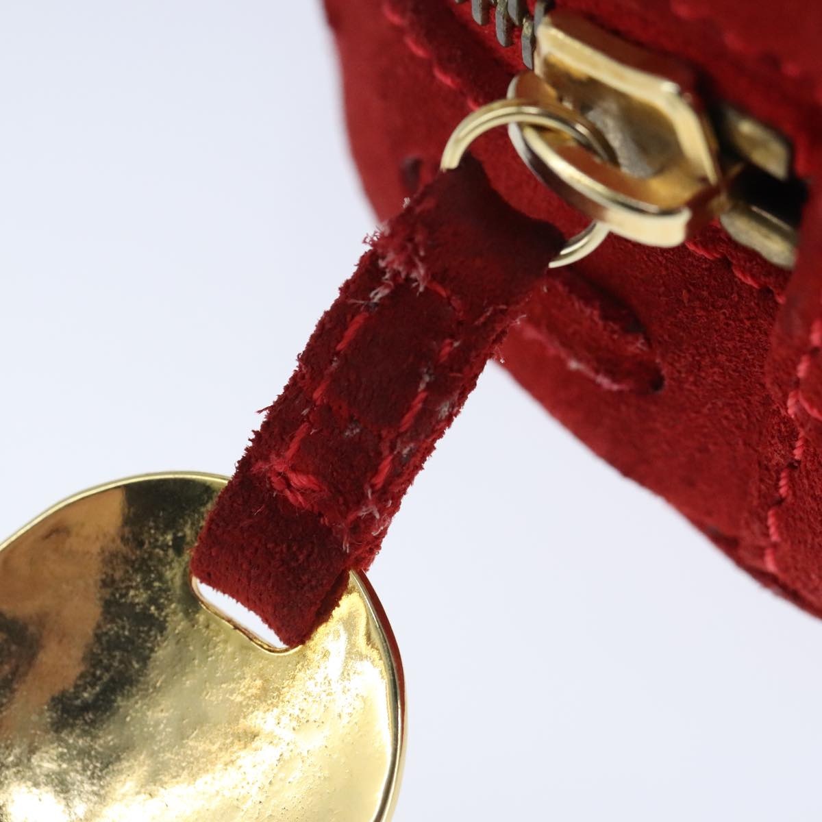 CELINE Hand Bag Suede Red Gold - 15