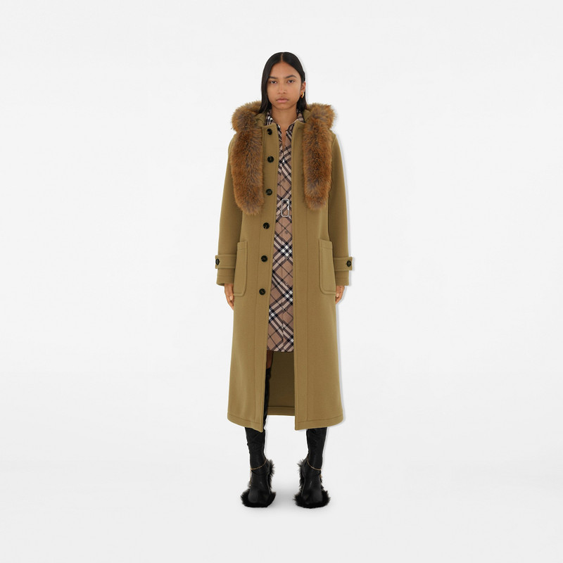 Burberry Faux Fur Trim Wool Duffle Coat outlook