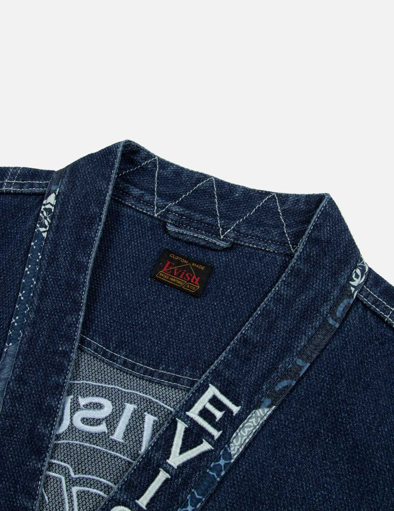 KAMON APPLIQUÉ EMBROIDERY LOOSE FIT DENIM KIMONO 9