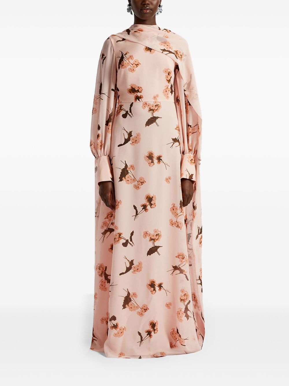 draped long-sleeve gown - 2
