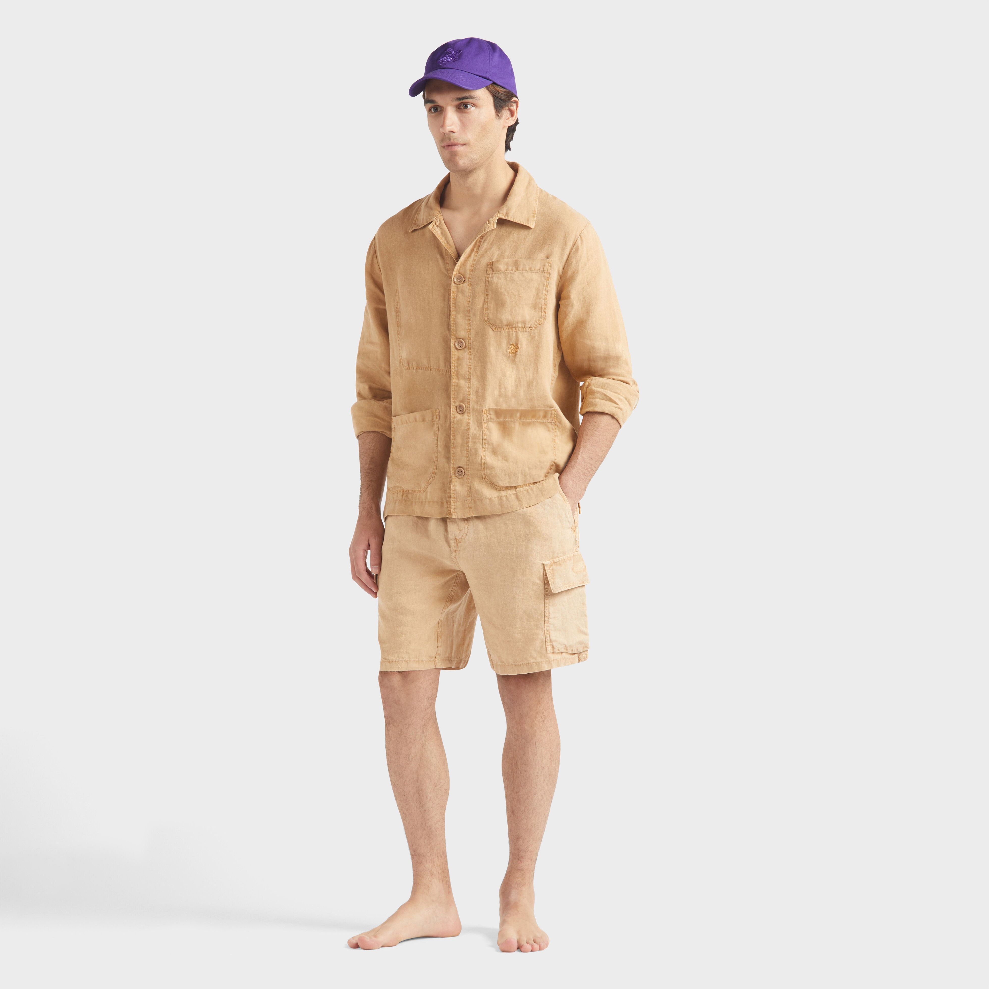 Men Linen Overshirt Mineral Dye Color - 5