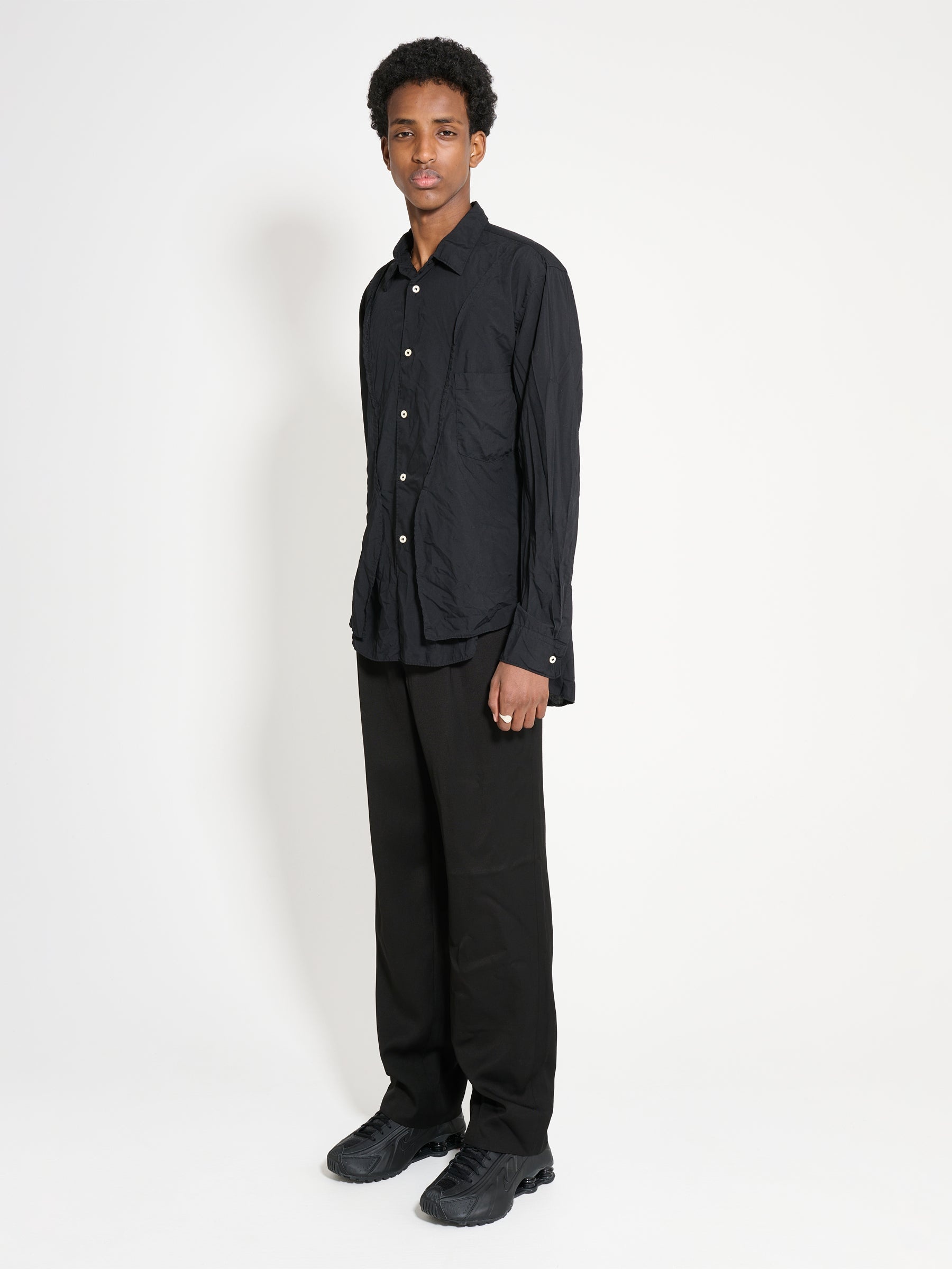 COMME DES GARÇONS HOMME PLUS RAYON LINEN TWILL PANTS BLACK - 6