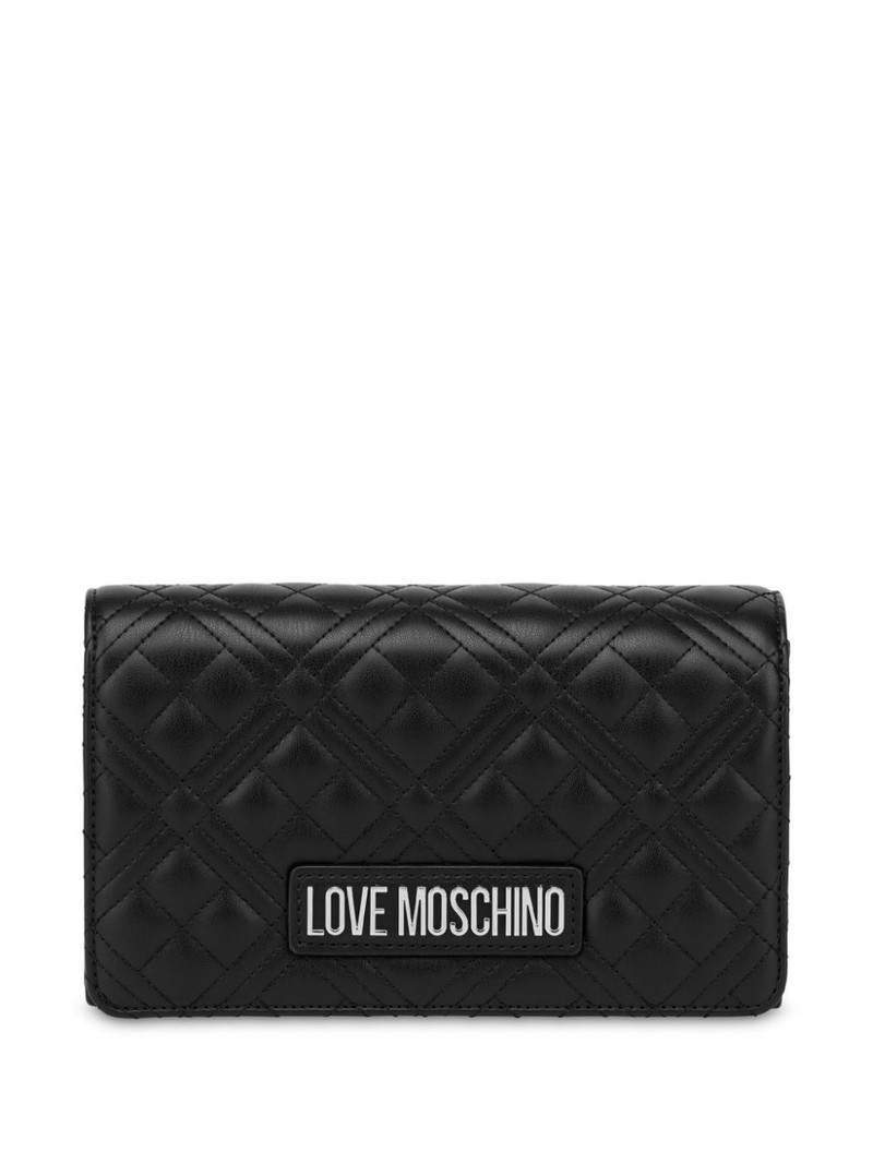 logo-lettering quilted cross body bag 1