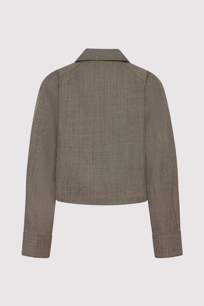 Wool Cocoon Bomber - Parquetry - 10