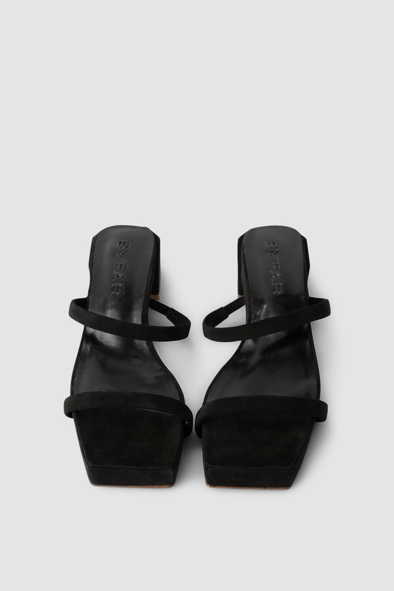 BY FAR Tanya Flat Black Suede Leather outlook