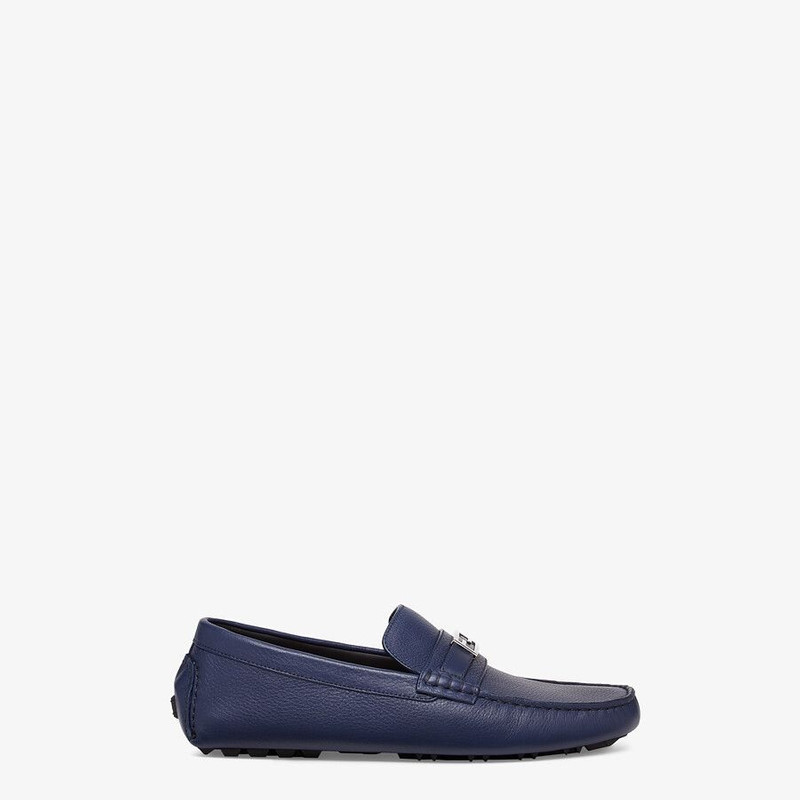 Blue leather driver loafers 1