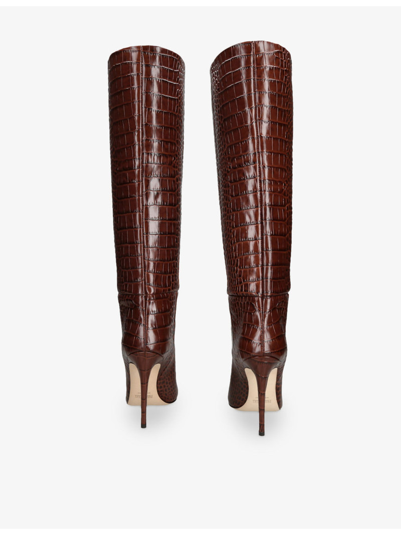 PARIS TEXAS Croc-Embossed 105 Leather High-Leg Boots outlook