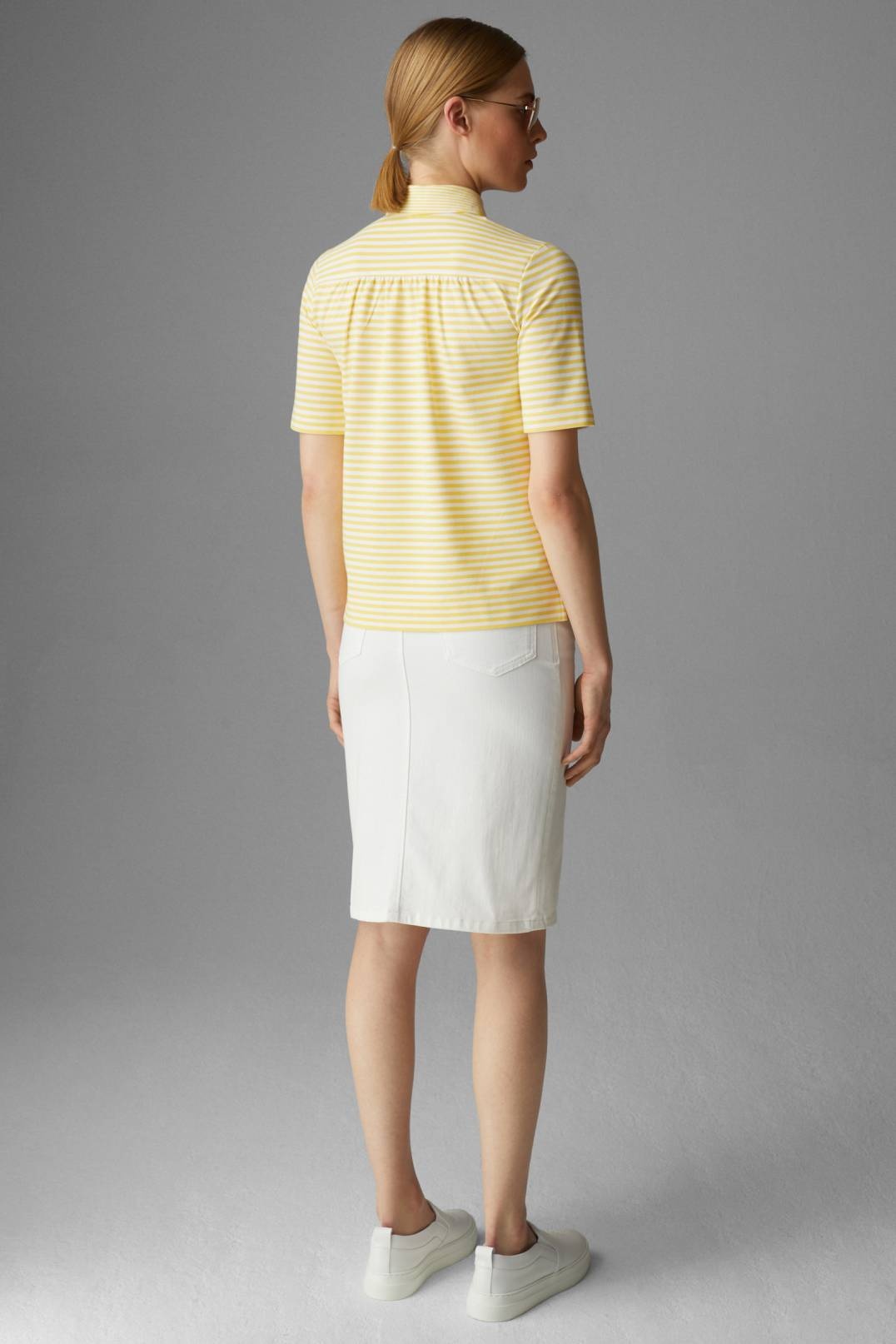 PEONY PIQUÉ POLO SHIRT IN YELLOW/WHITE - 3