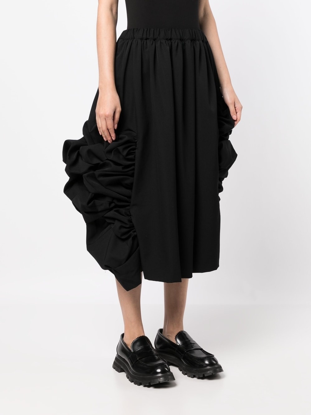 gathered-detailing midi skirt - 3