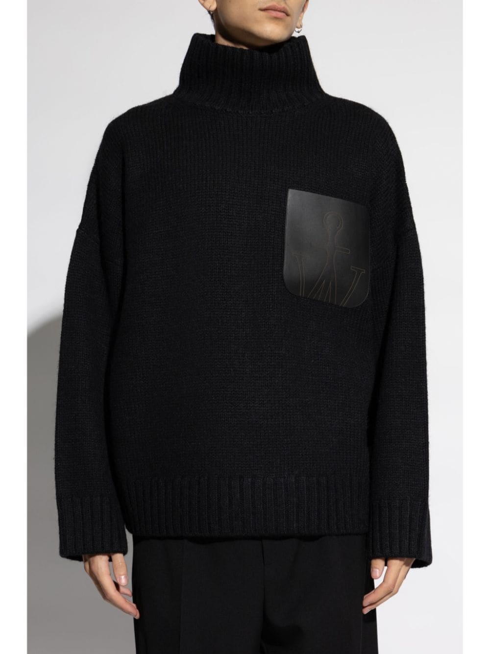 leather-pocket high-neck sweater - 3
