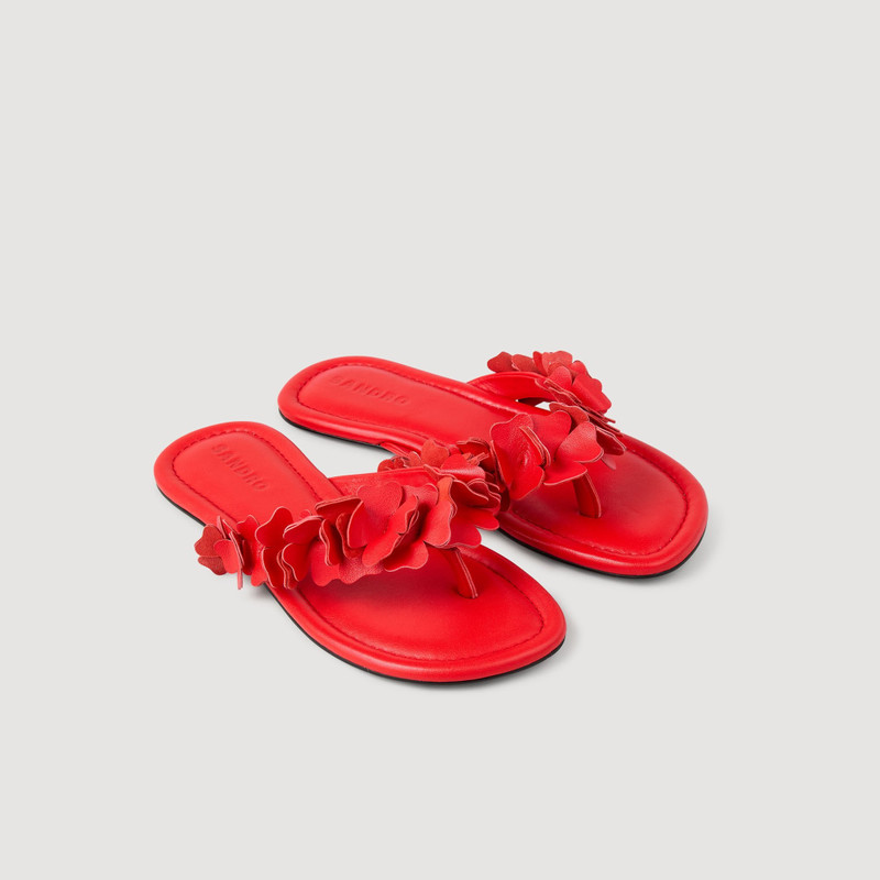Sandro FLORAL LEATHER SANDALS outlook