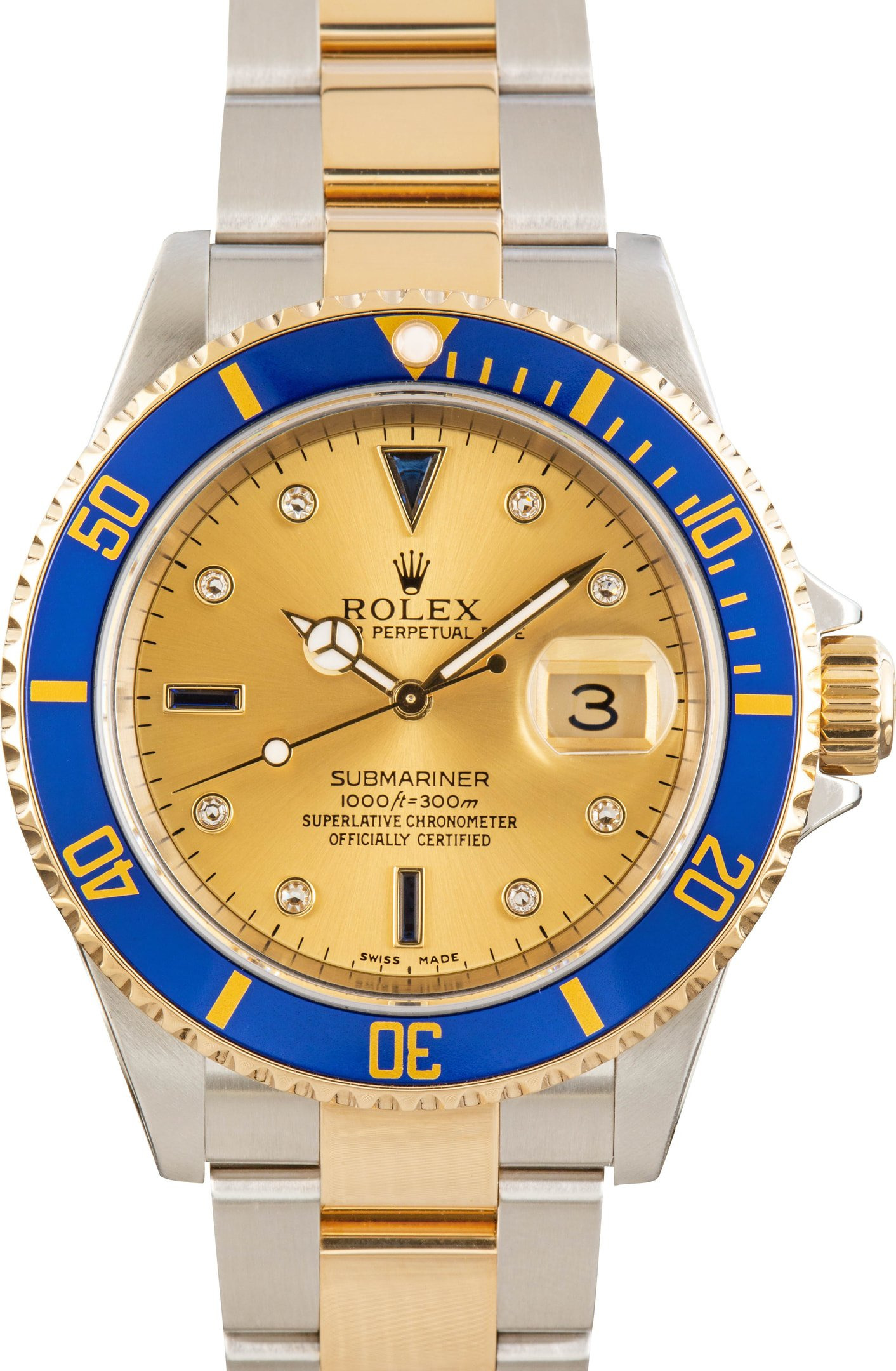Rolex Submariner 16613 Serti Dial Steel & Gold - 1
