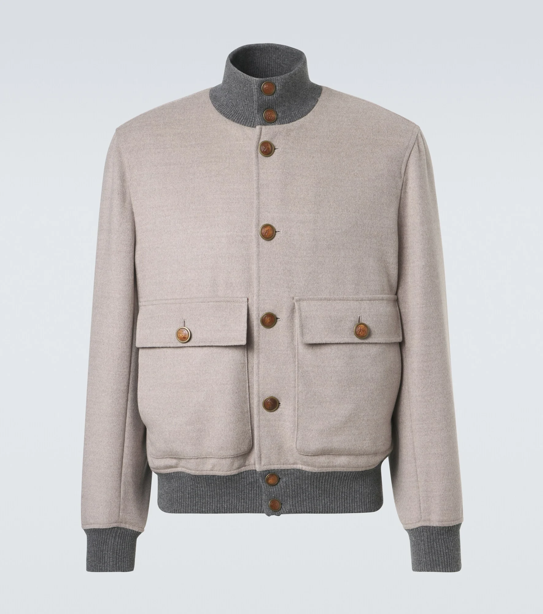 Cashmere-trimmed wool bomber jacket - 1